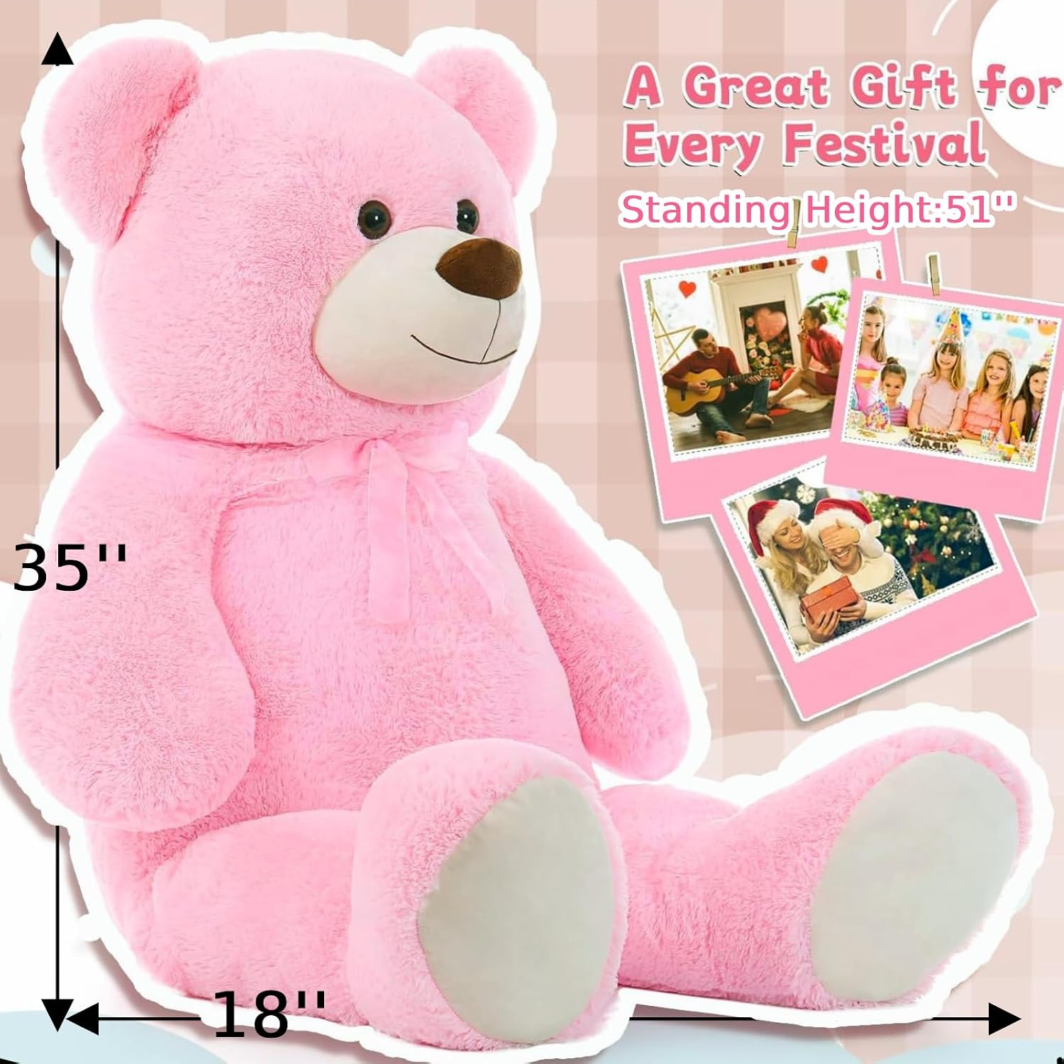 Toys Studio 47 Inch Big Teddy Bear Giant Stuffed Animal for Girls
