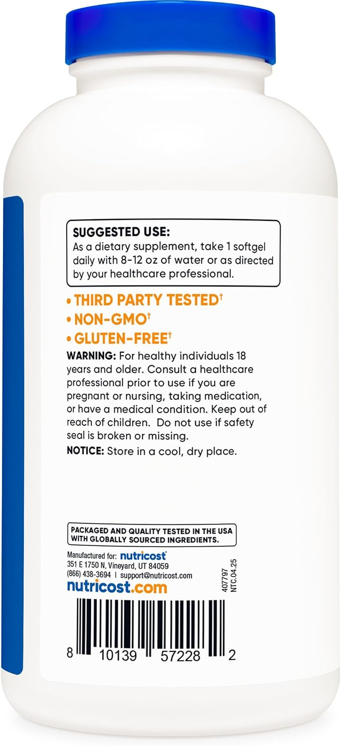 Nutricost Fish Oil Omega 3 Softgels with EPA & DHA, 240 Softgels, GMO-Free | 1000mg of Fish Oil, 560mg of Omega-3, Gluten Free