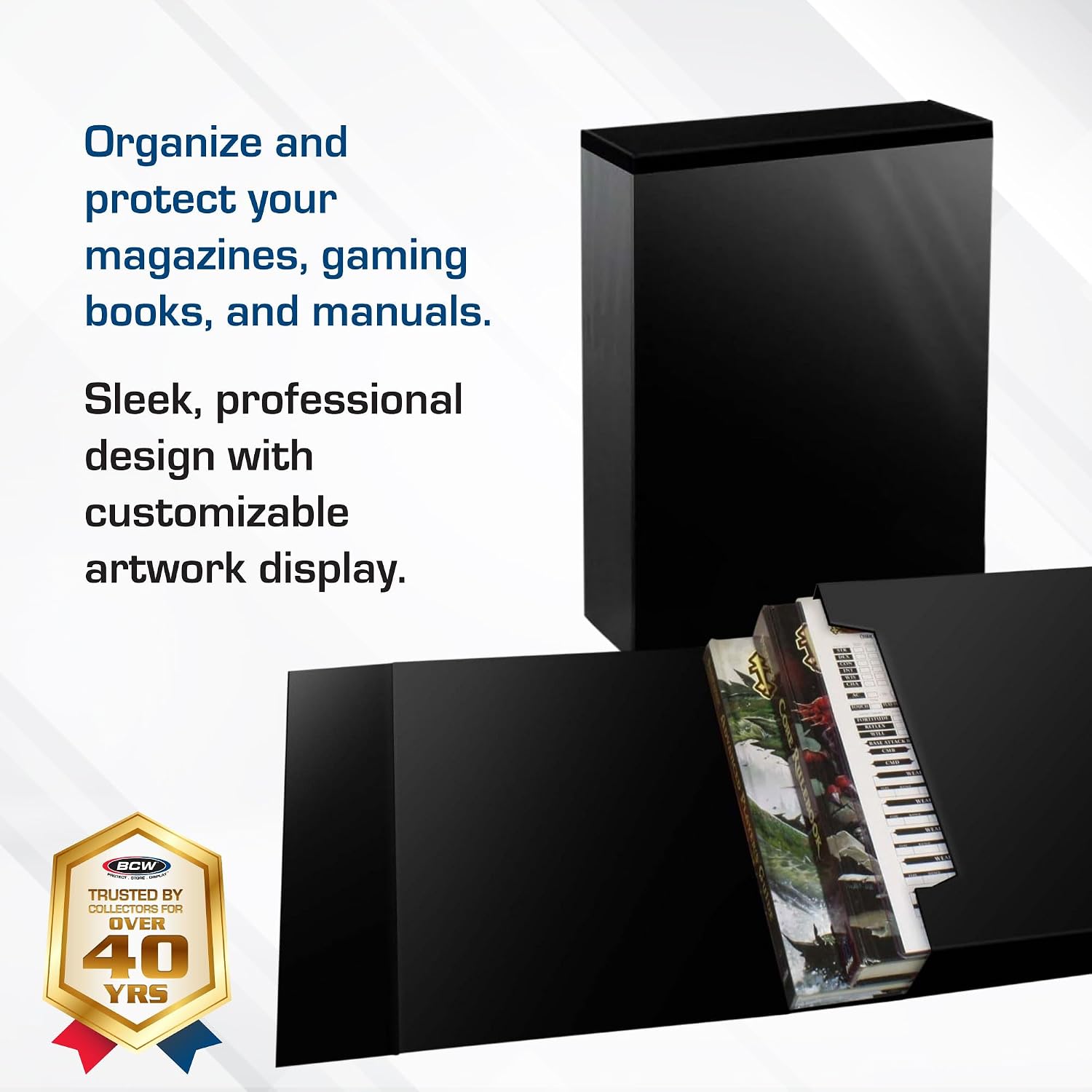 BCW Magazine File Holder - Black | Holds up to 20 Magazines | Magnetic Closure | Magazine Storage Box Holder | Magazine Box Ideal Organizer for