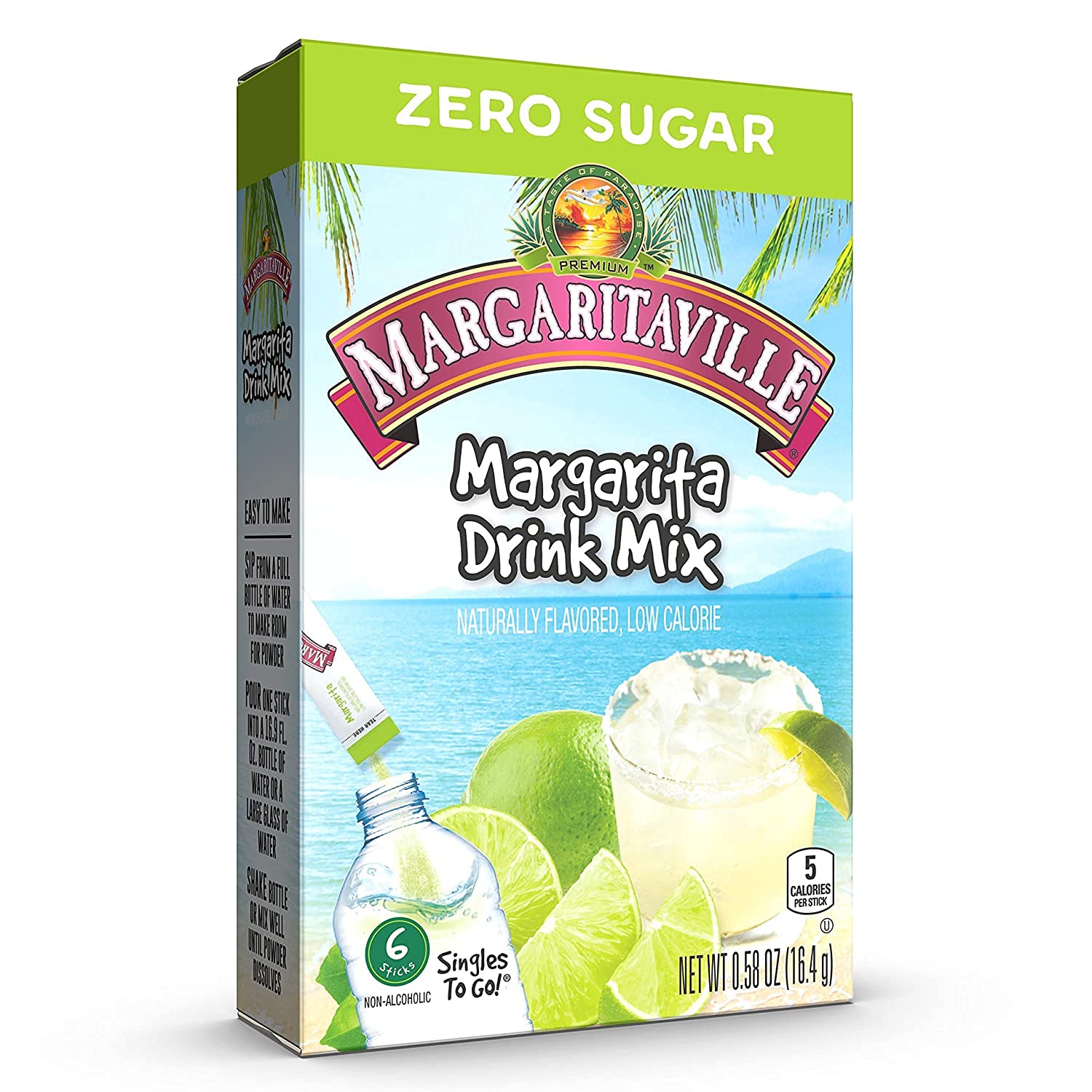 Margaritaville singles to go water drink mix - pina colada flavored, non-alcoholic powder sticks (6 boxes with 6 packets each - 36 total servings), 0.70 ounce (pack of 6)
