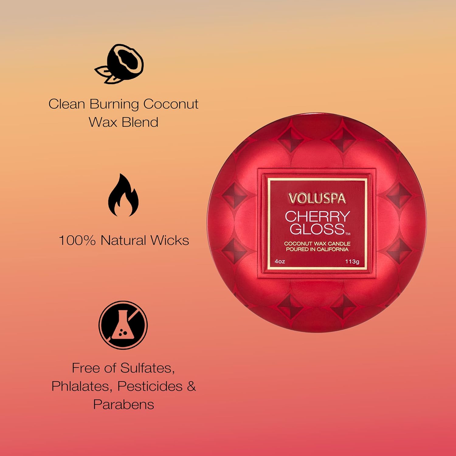 Voluspa Baltic Amber Candle | Mini Tin | 4 Oz. | 25 Hour Burn Time | Coconut Wax for a Cleaner Burn
