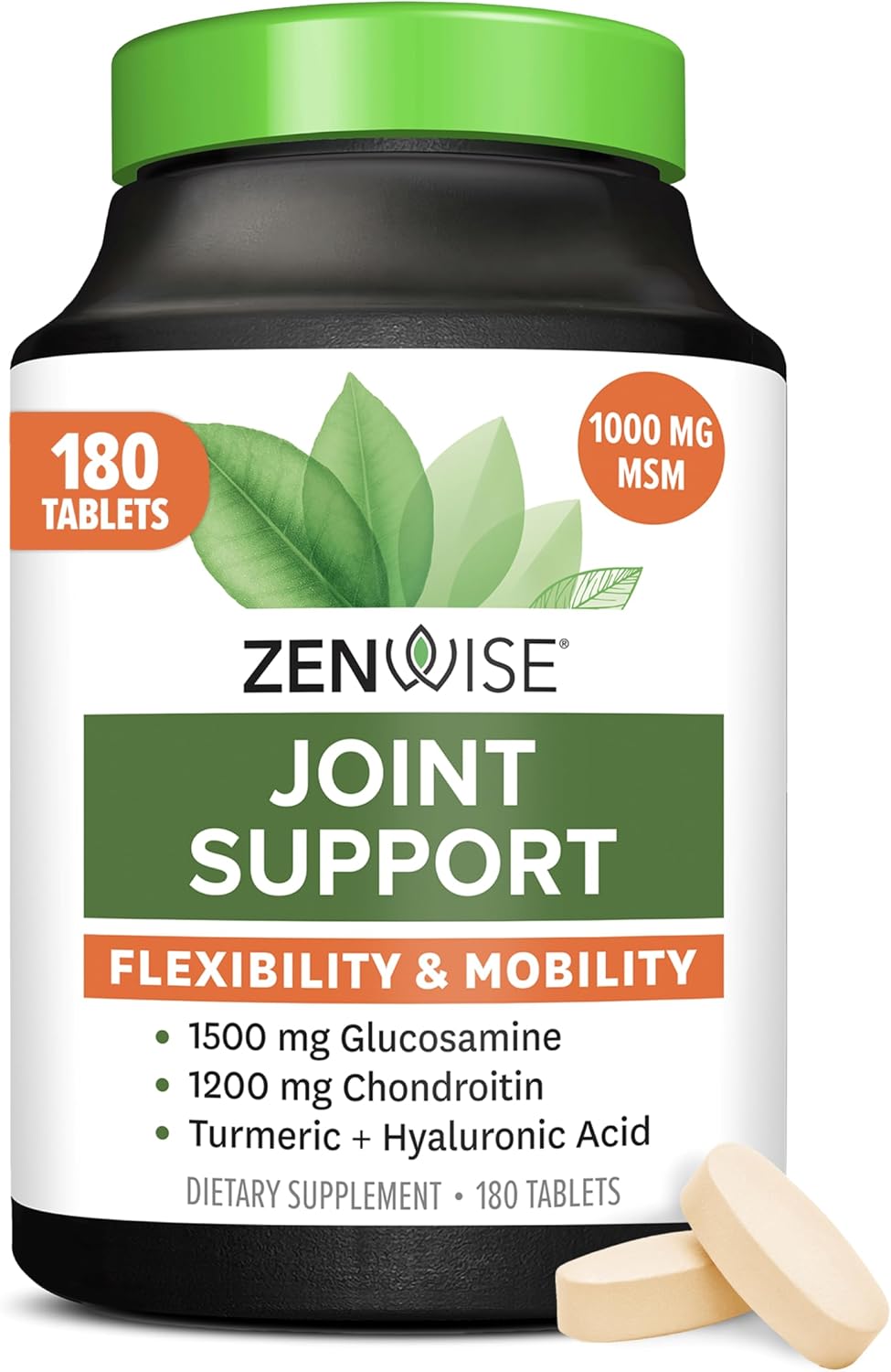 Zenwise Health Joint Support Supplement with Glucosamine Chondroitin MSM, Curcumin & Sulfate - Joint Health for Women & Men - Mobility & Flexibility Support for Knee, Cartilage & Bone - 180 Count | Tablets, 1500mg Glucosamine, 1200mg Chondroitin, 1000mg…