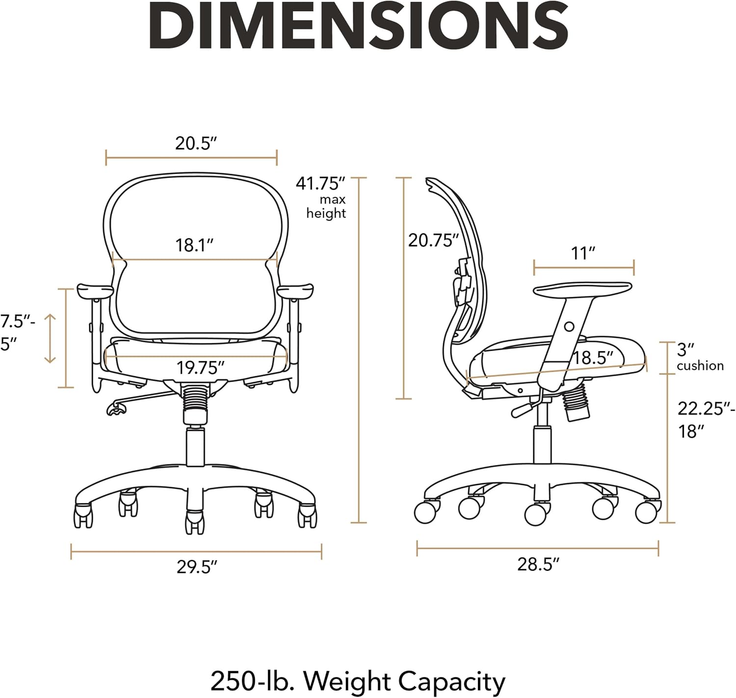 HON Wave Ergonomic Office Chair, Lumbar Support, Desk Chair, Black | High back ergonomic office desk chair with lumbar support, adjustable arms, office decor, advanced tilt for comfort