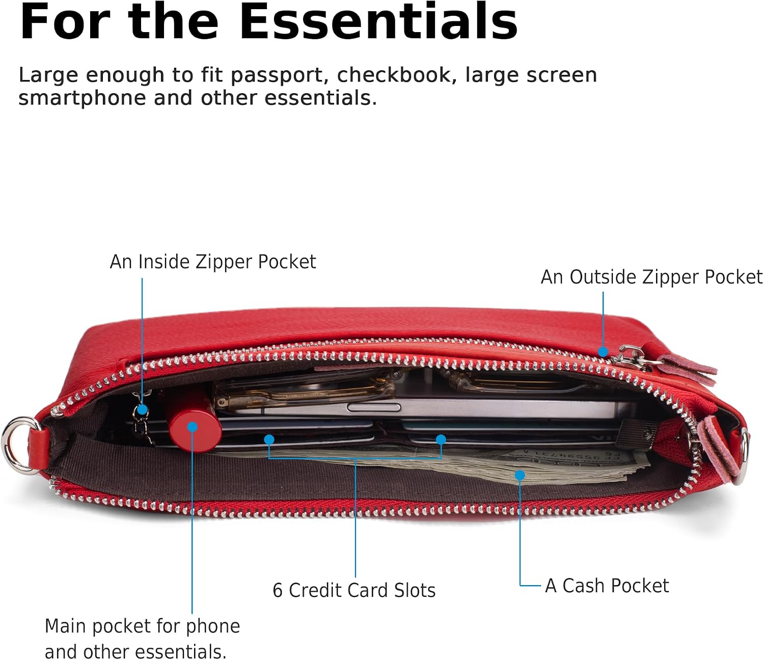 befen Genuine Leather Small Crossbody Bags for Women Wristlet Wallet Purses | Real Leather, RFID Blocking Card Slots, Wristlet Strap, Clutch Purse, Fit iPhone 17 Pro Max, Leather Handbags