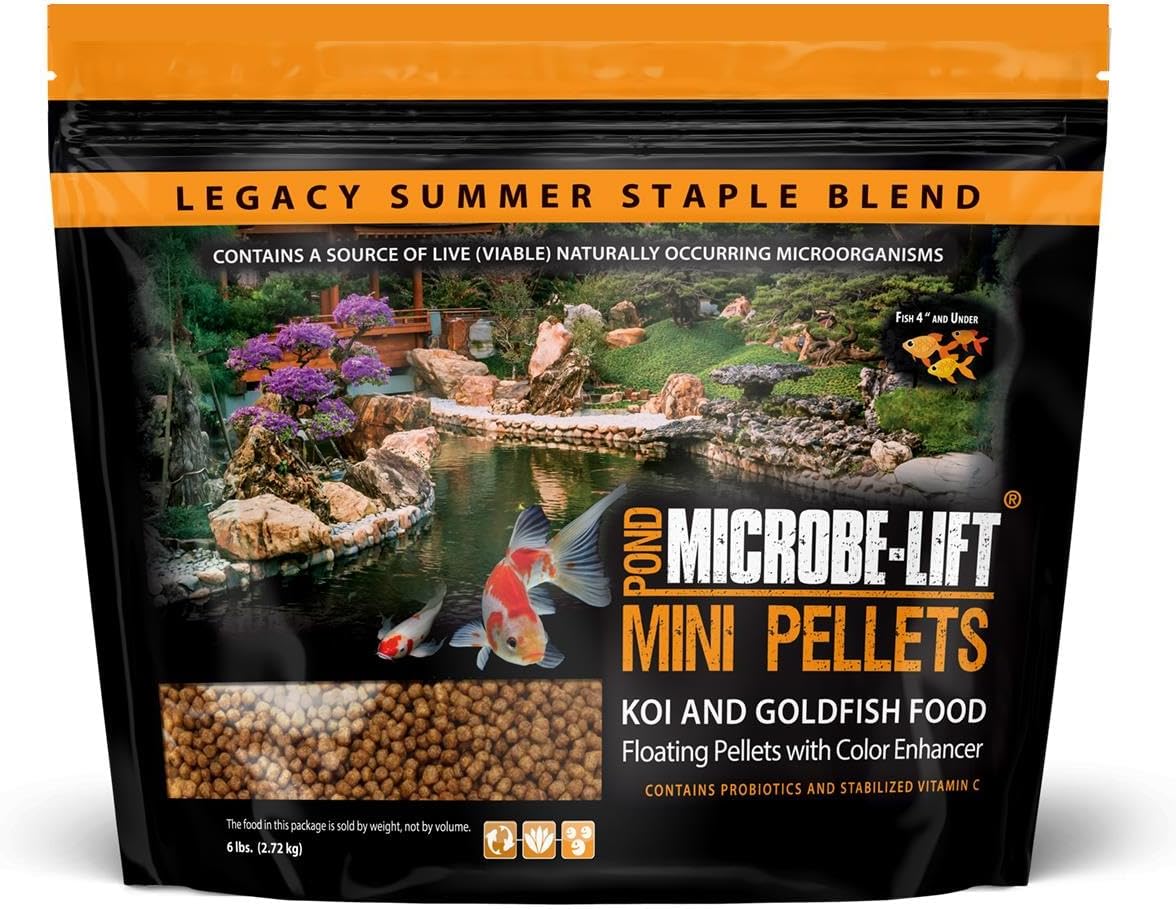MICROBE-LIFT MLLMPSM Mini Floating Fish Food Pellets for Ponds, Water Gardens, and Fountains, for Small Live Goldfish and Koi, 12 Ounces
