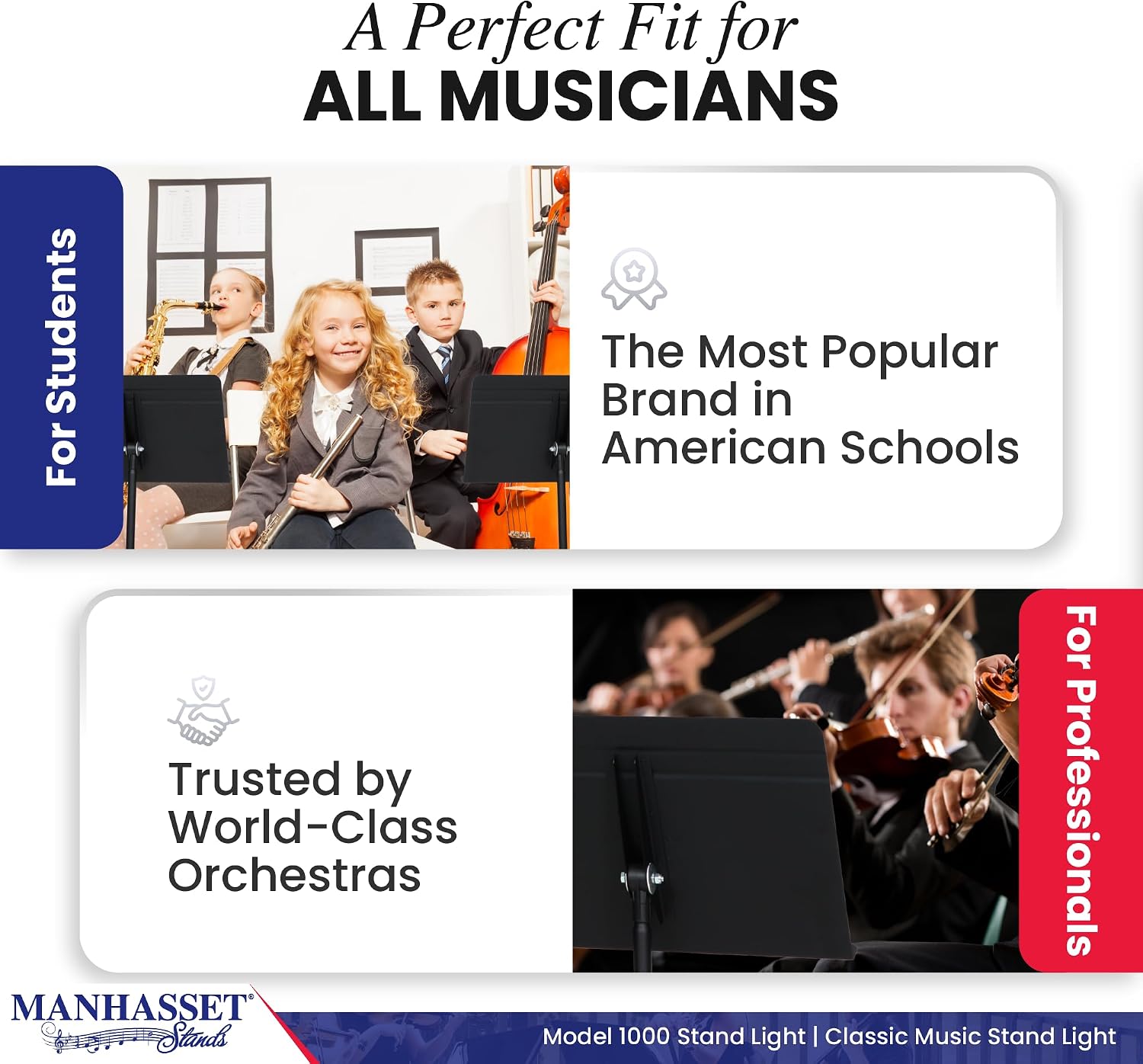 Manhasset Music Stand Light Clip On Attachment - Stand Lights for Musicians - Music Lamp for Orchestras - Piano Light - Piano Lamp | Clip-On Music