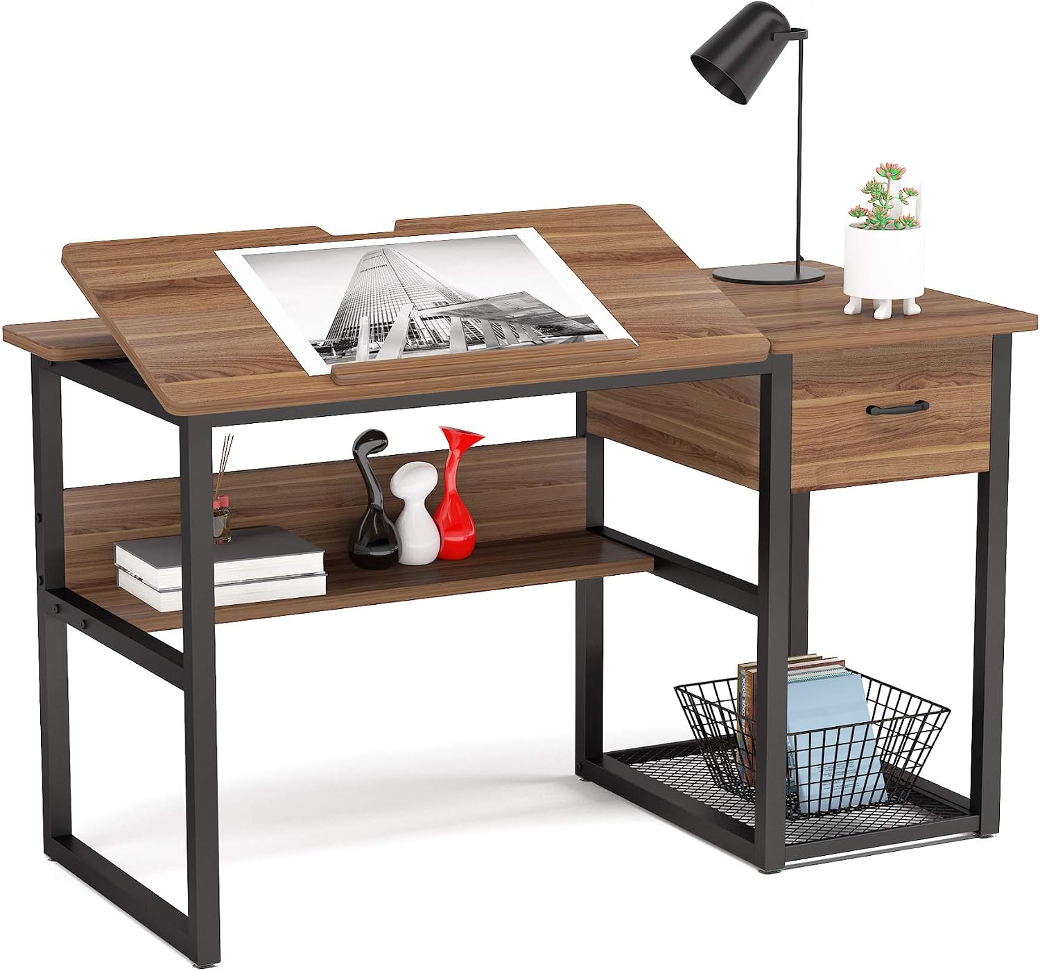Tribesigns Drafting Table with Storage Drawers