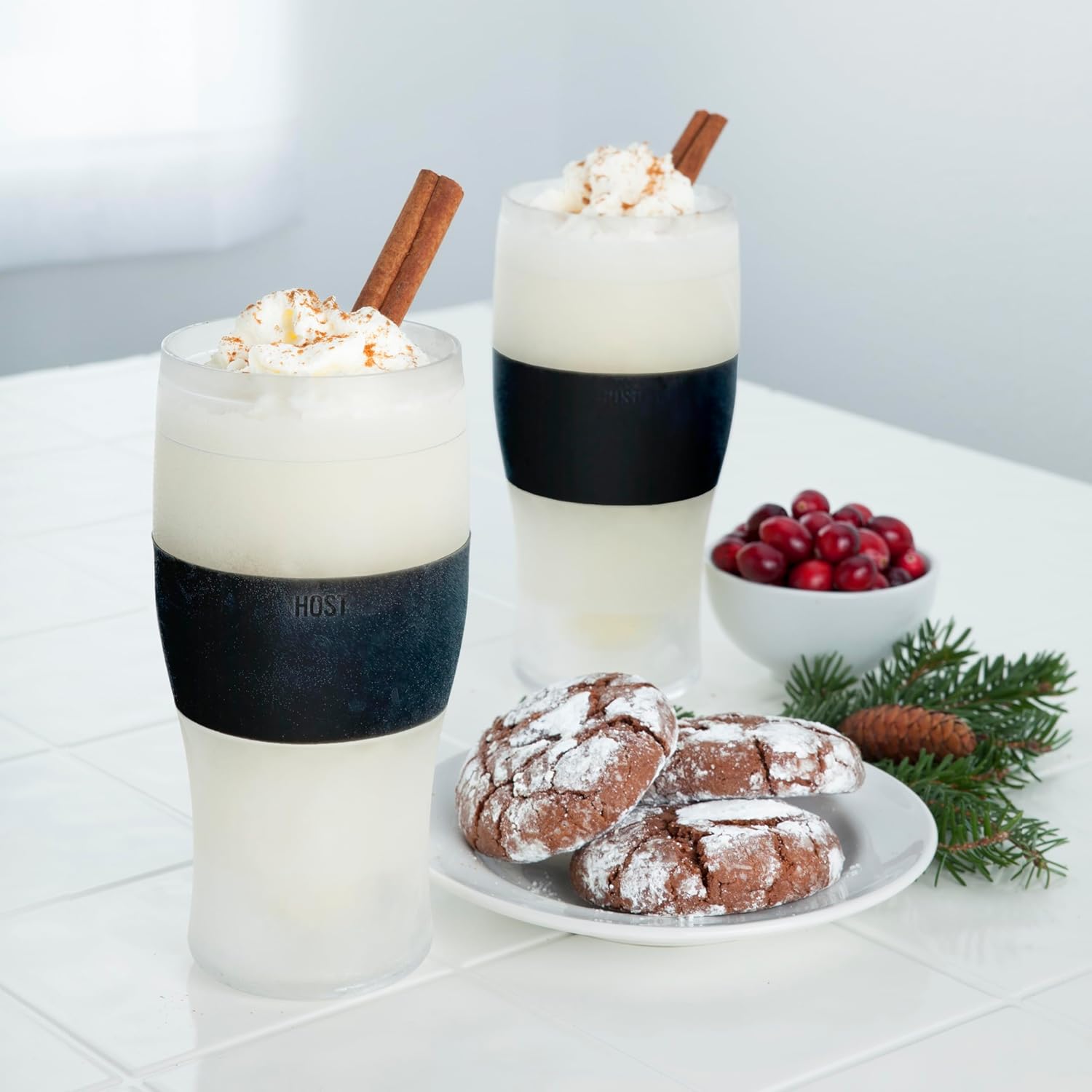 Host FREEZE Beer Glasses, Frozen Beer Mugs, Freezable Pint Glass Set, Insulated Pint Glass to Keep Your Drinks Cold, Double Walled Insulated Glasses