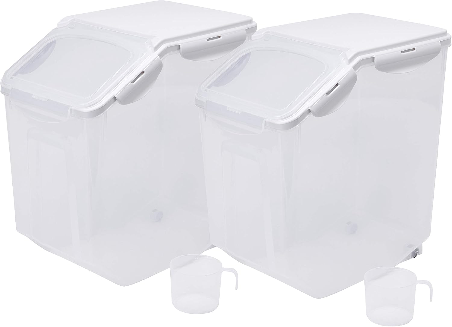 HANAMYA 10 Liter / 20 lbs Rice Storage Container with Measuring Cup, BPA free, For Rice | Grain | Pet Food | Flour, 2 counts, Clear