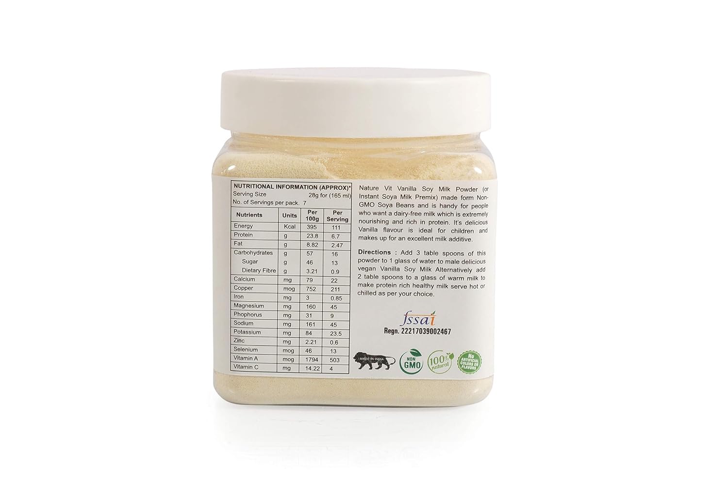 NatureVit Soya Milk Powder [Vanilla Flavour] [Vegan, Non-GMO & 25% Protein] (600.00 gm)