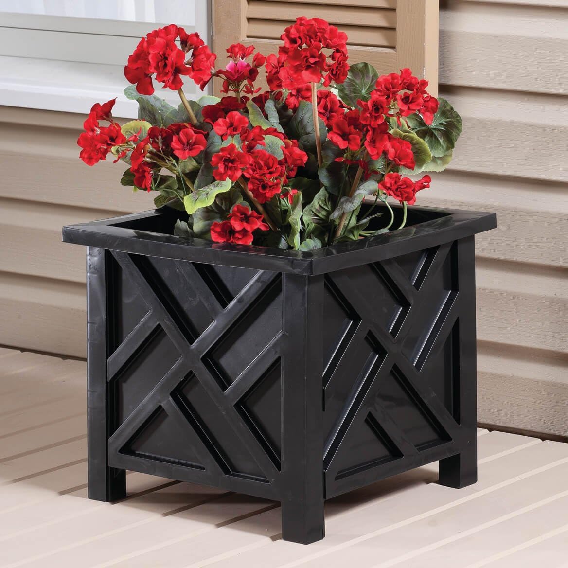 Miles Kimball Chippendale Planter Box, White - Plant Holder for Garden, | Patio and Lawn - 14 - -sq. x 13 - H Overall