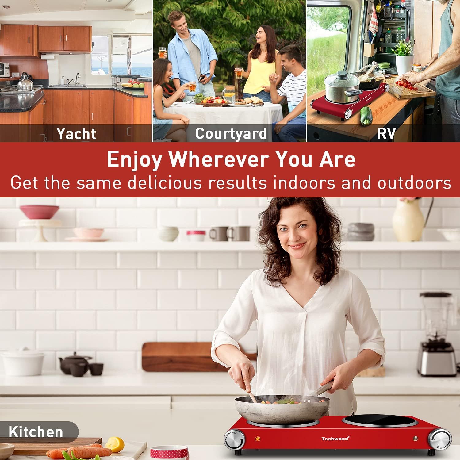 Hot Plate, Techwood Electric Stove for Cooking, 1500W Countertop Single Burner with Adjustable Temperature and Handles