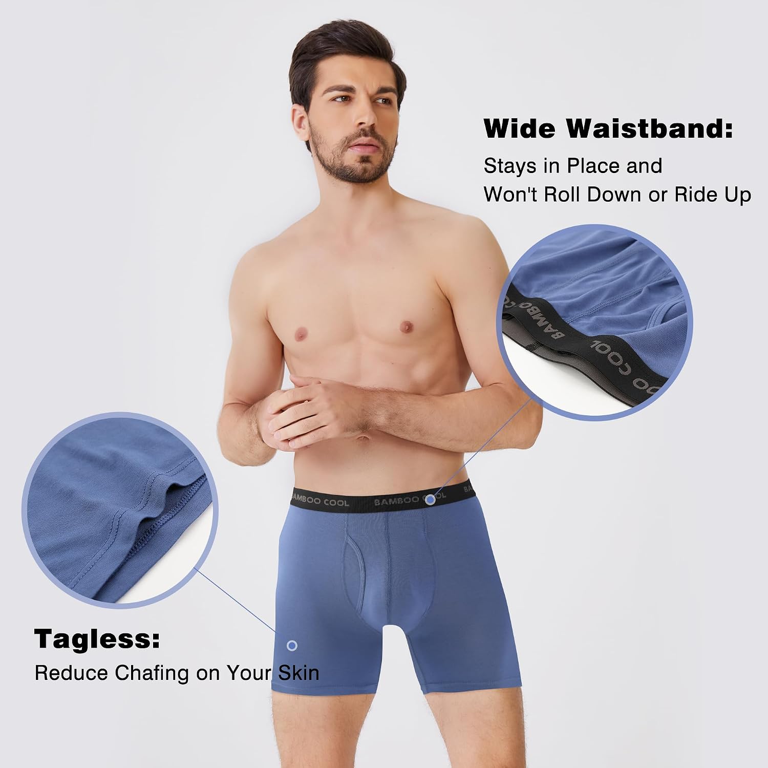 BAMBOO COOL Men's Boxer Briefs Ultra Breathable Underwear Multipack