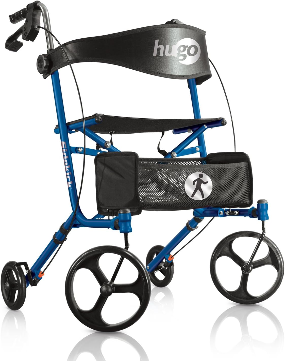 Hugo Mobility Sidekick Foldable Rollator Walker with Seat, Blueberry | Foldable Rollator with Padded Seat Offers Stable