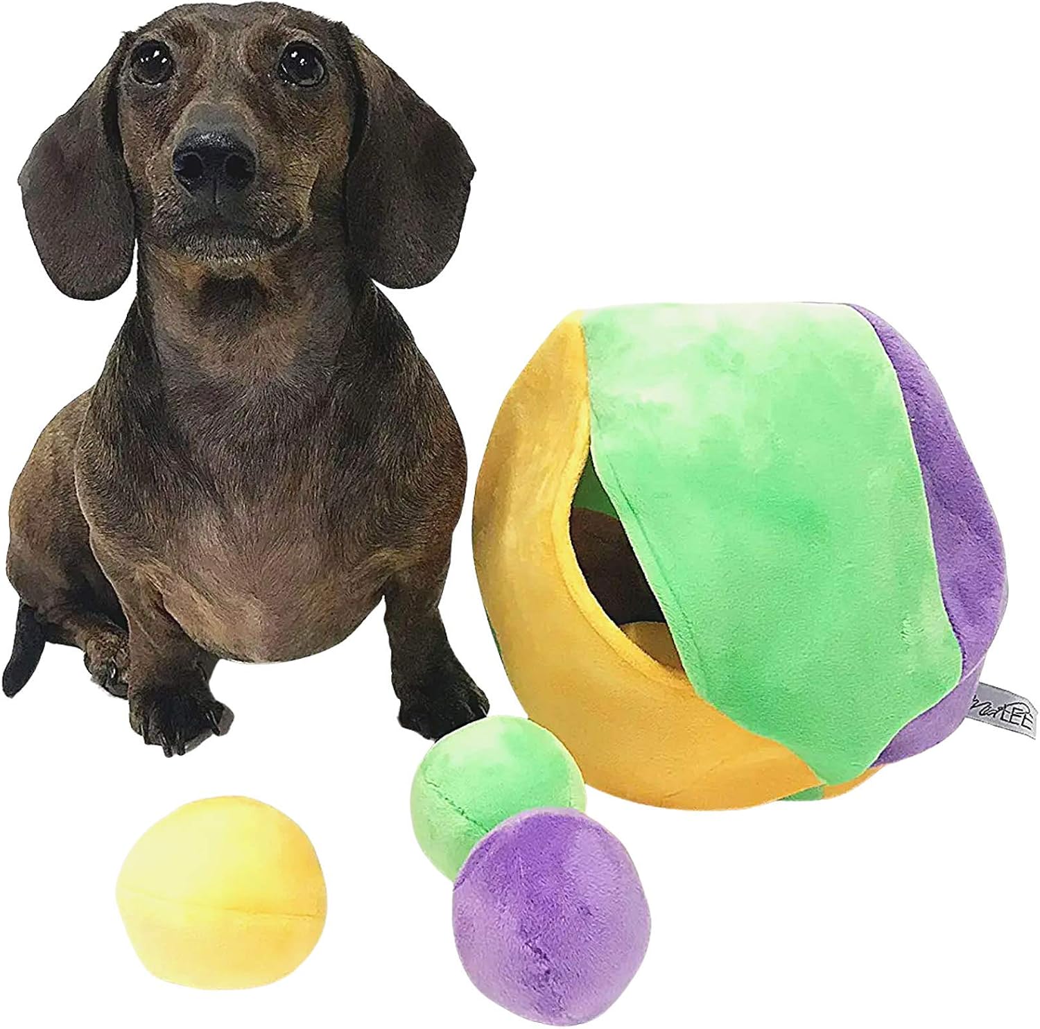 Midlee Hide a Ball Puzzle Dog Toy with 10 Plush Squeaker Balls (Small) | Interactive, Boredom Buster, Play Pet Squeaky