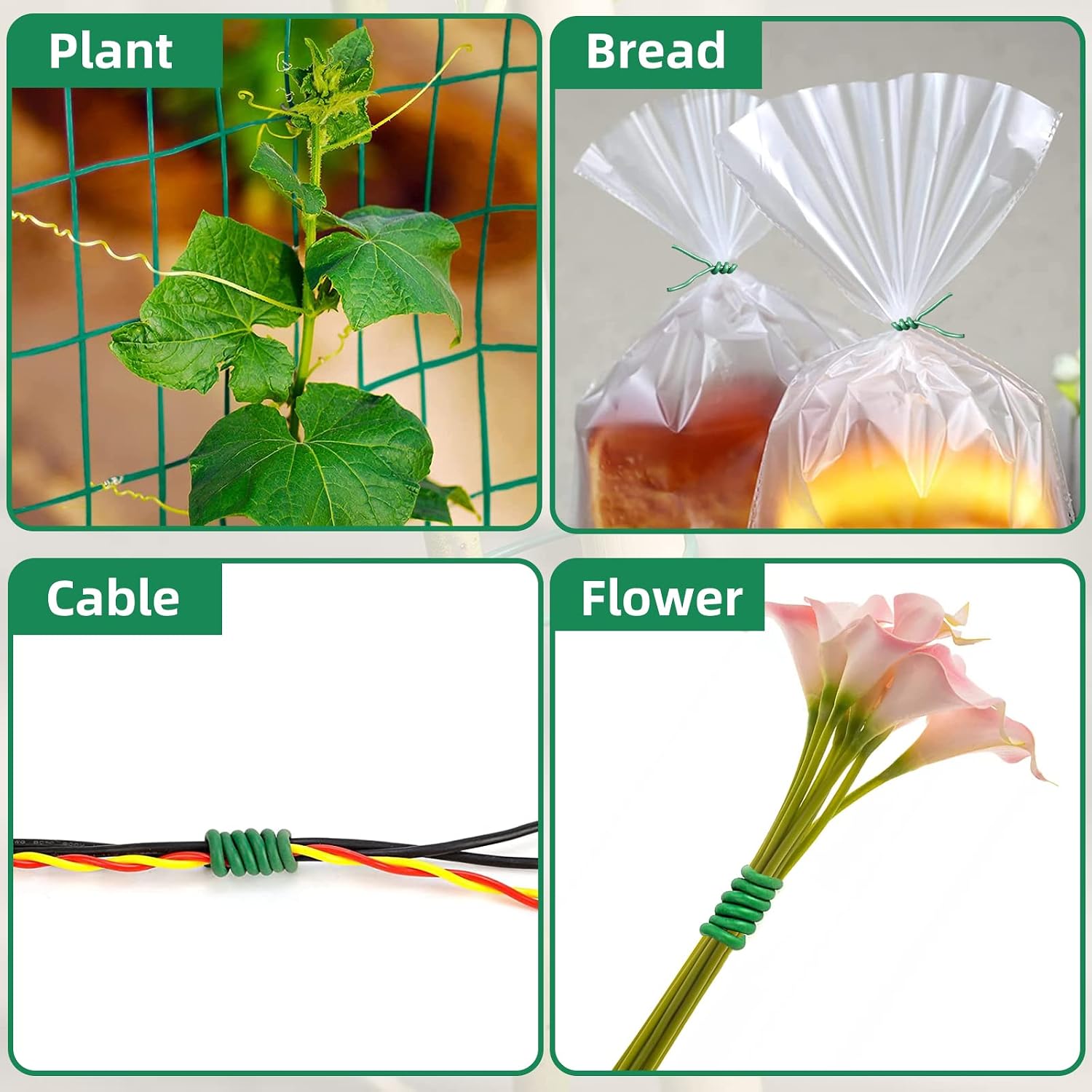 Decoroca Soft Plant Ties for Support - 65.6' Reusable Waterproof Plant Wire, 3.5mm Garden Twist