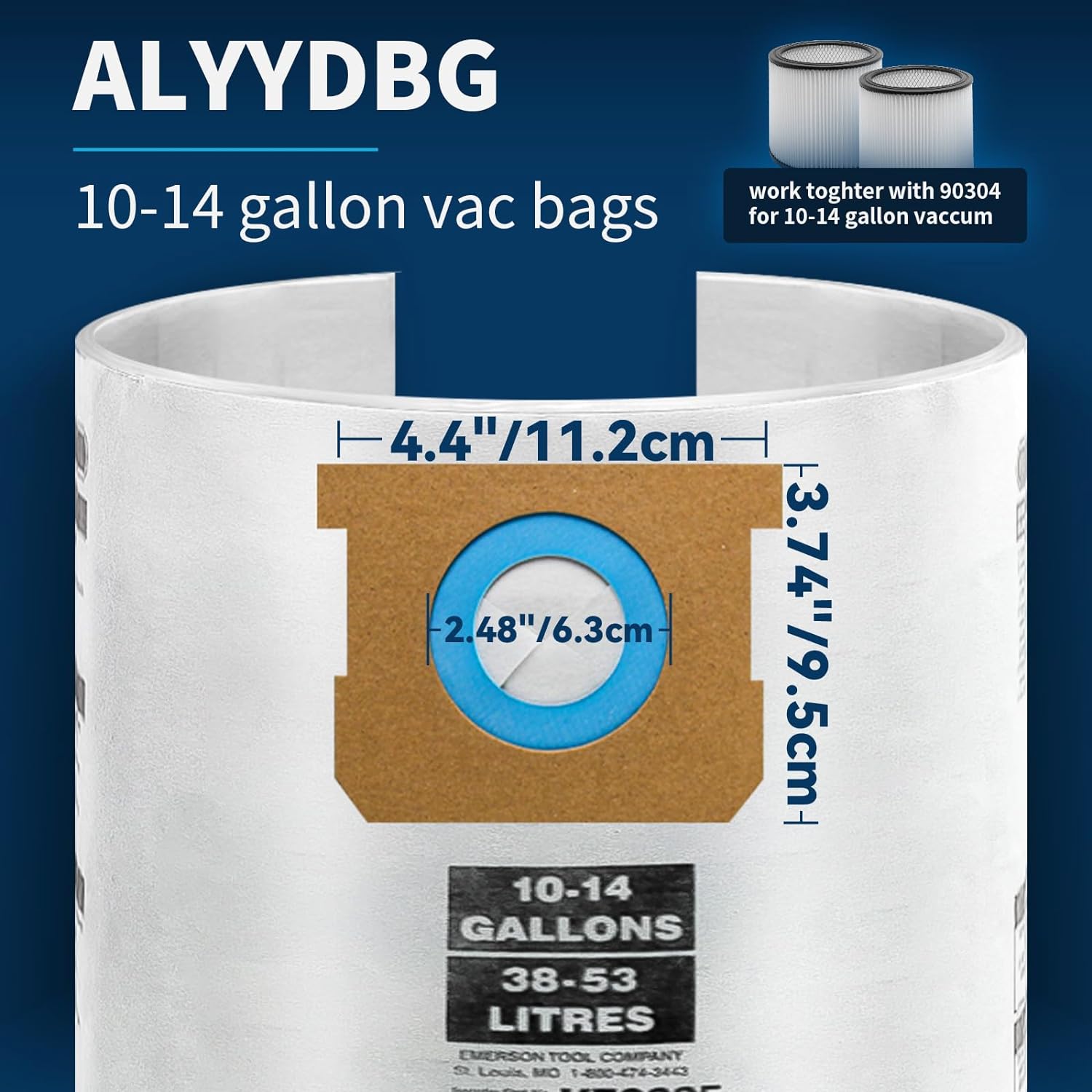 5 PCS Shop Vac Bags 5-8 Gallon Type E/H 90661 90671 Vac Bags by ALYYDBG