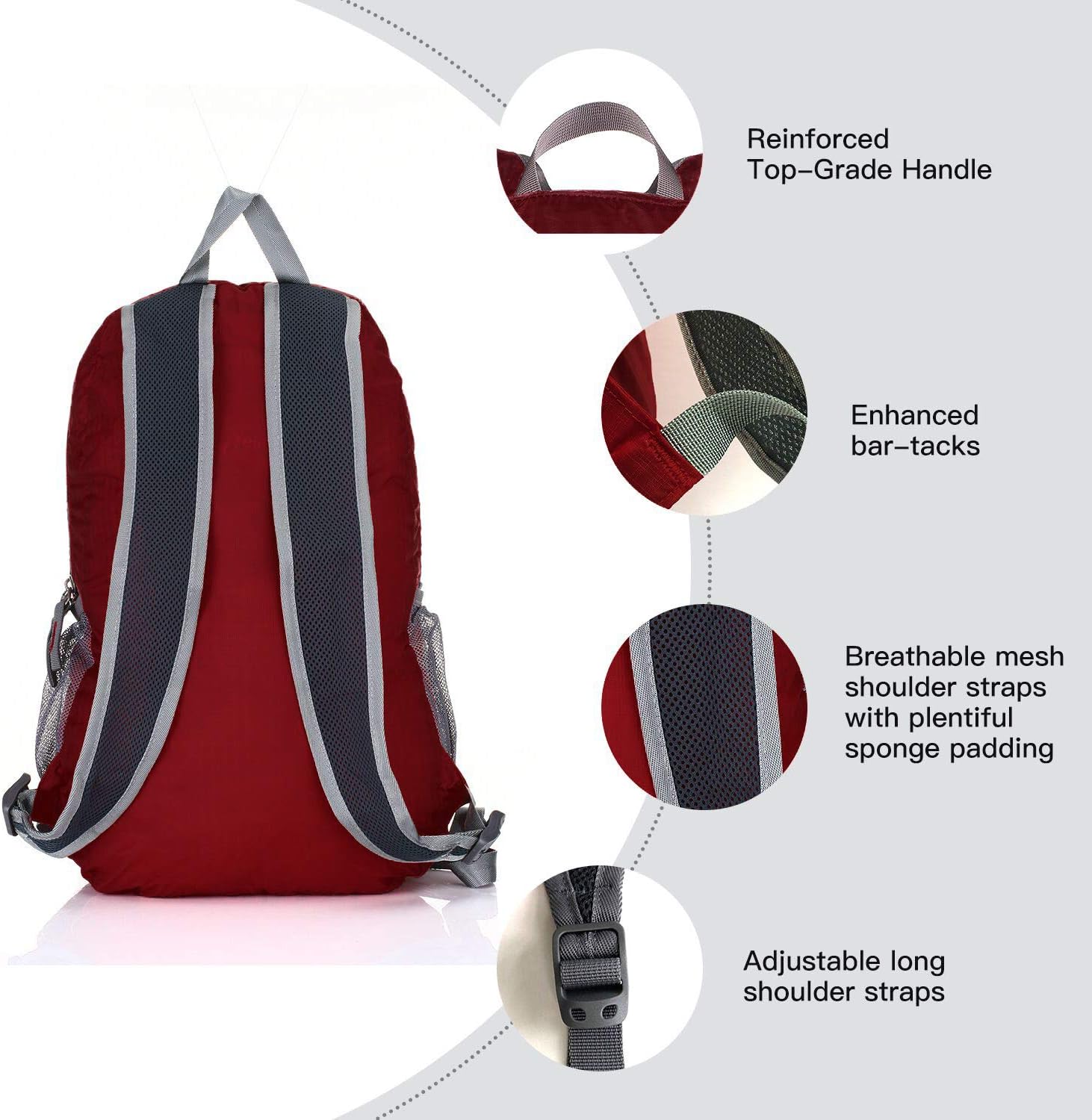 Packable Handy Lightweight Travel Hiking Backpack Daypack-Orange