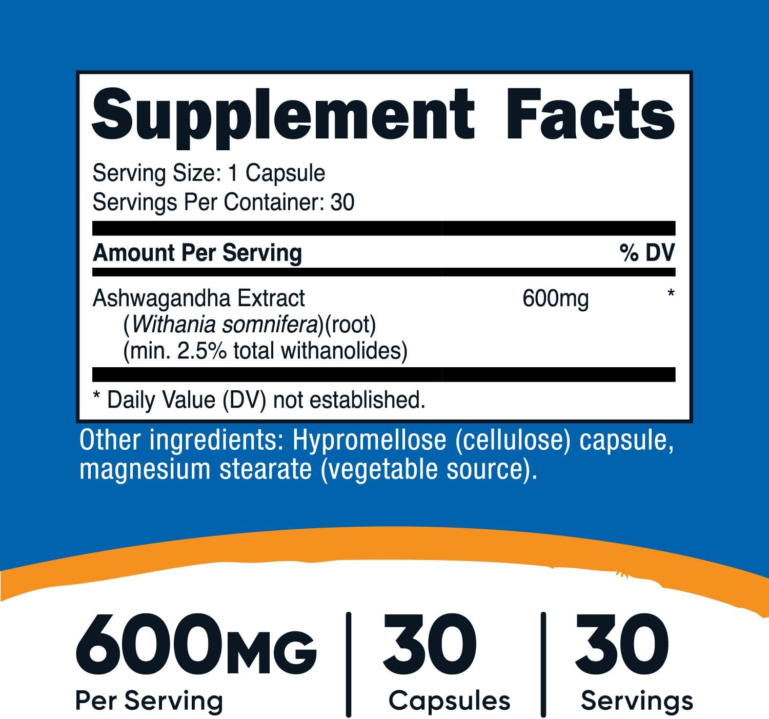 Nutricost Ashwagandha Herbal Supplement 600mg, 120 Capsules, Gluten-Free | Vegetarian, GMO-Free, Ashwagandha Root
