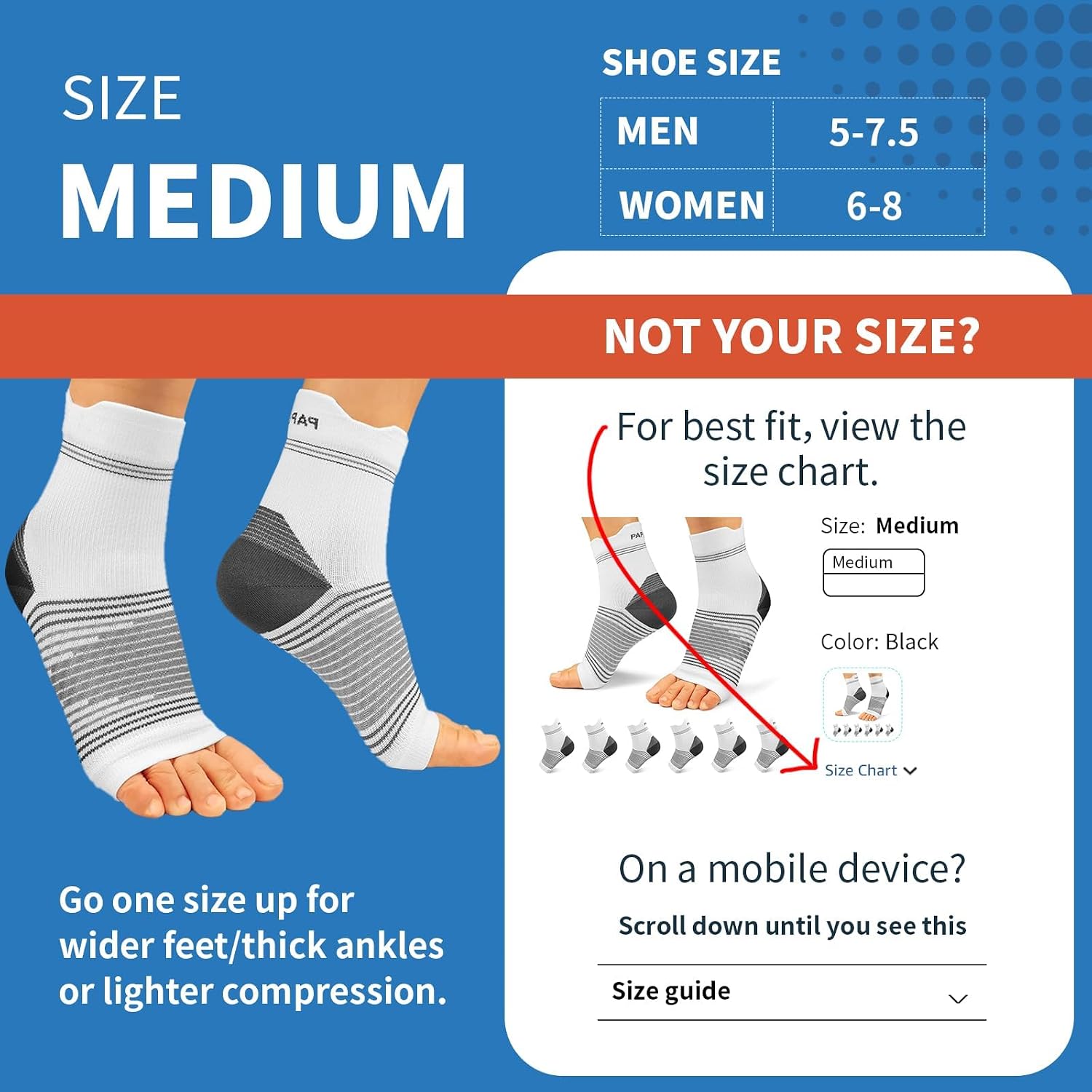PAPLUS 6 Pairs Plantar Fasciitis Socks, Compression Socks with Arch Support
