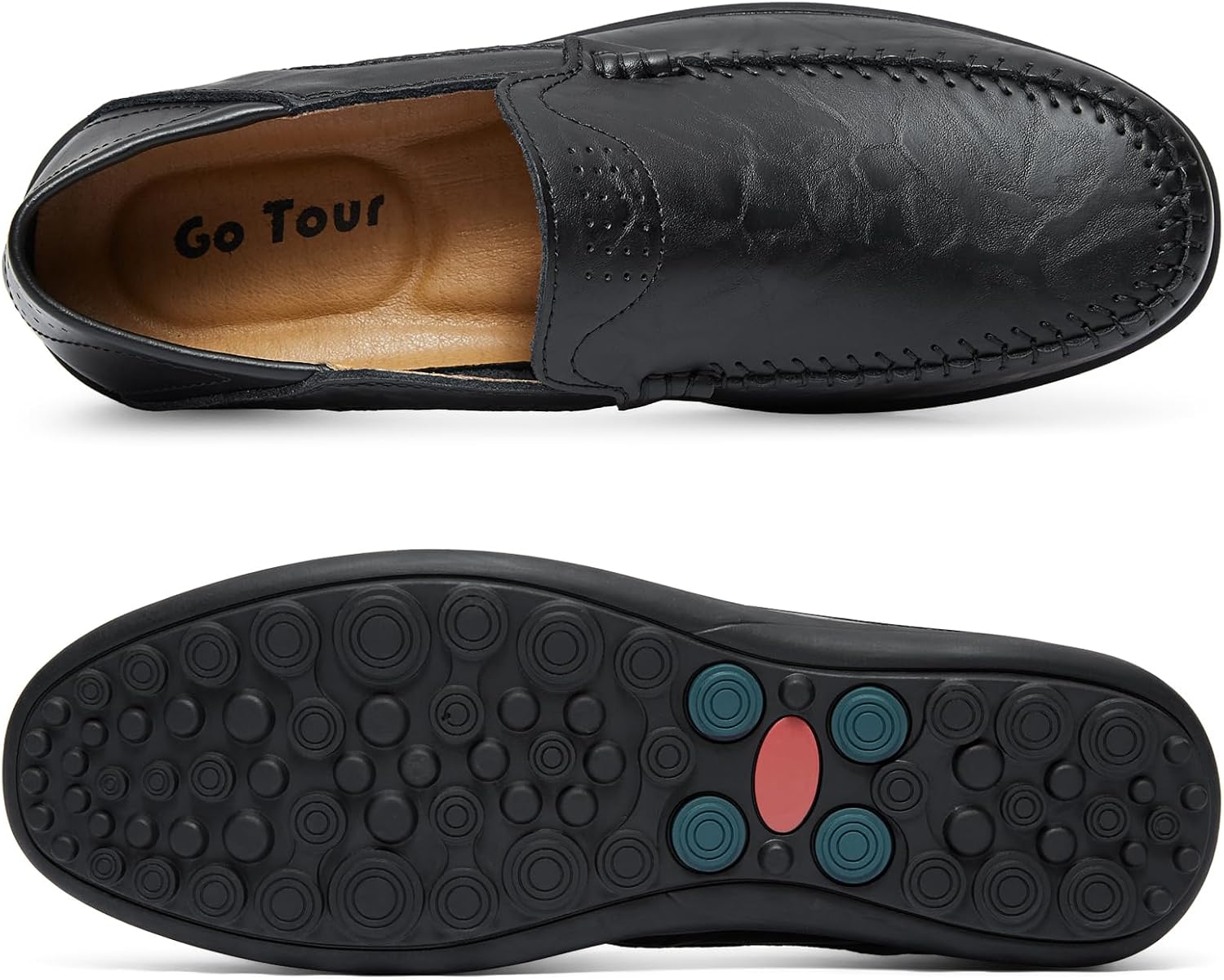 Go Tour Men's Premium Genuine Leather Casual Slip on Loafers Breathable Driving Shoes Fashion Slipper