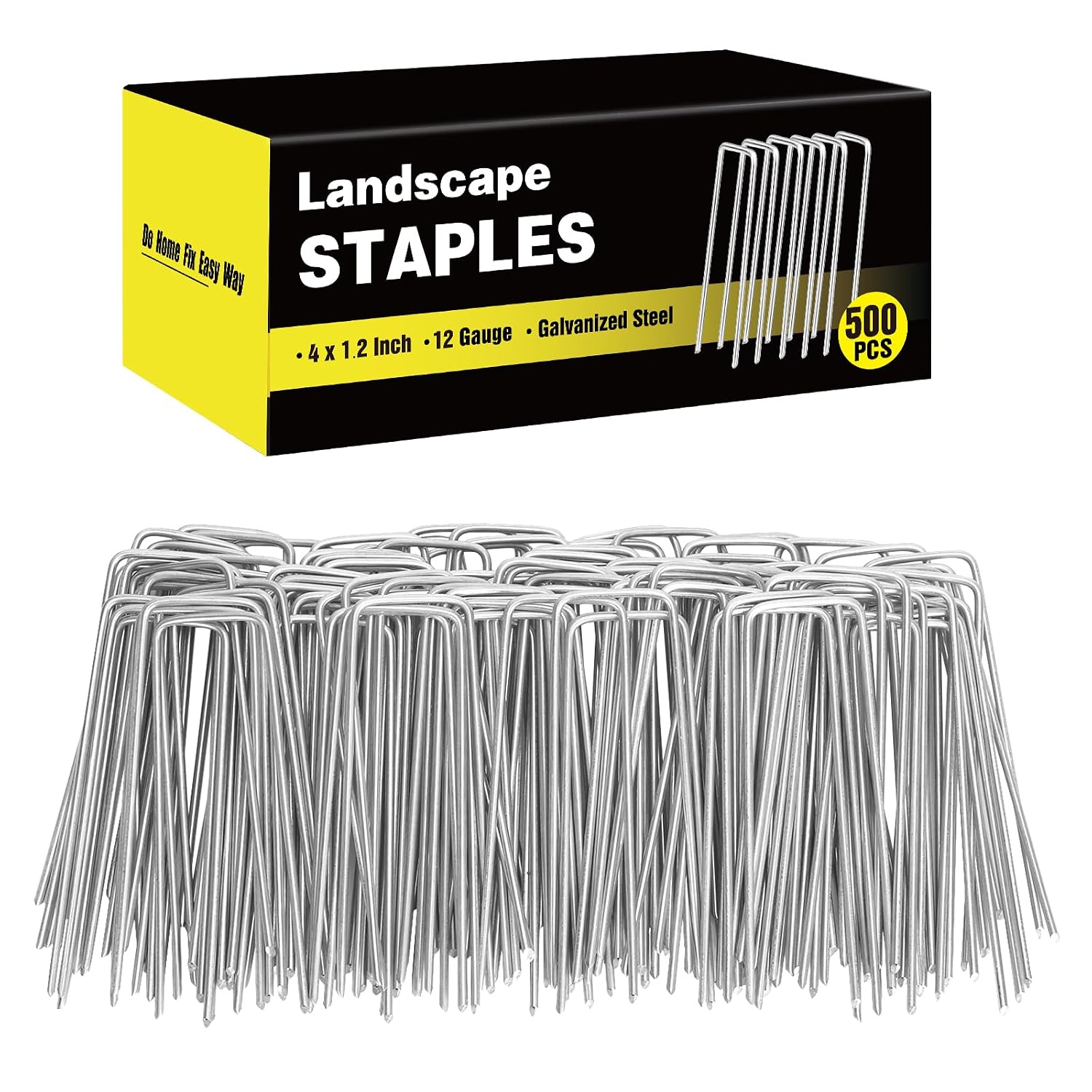 HongWay 240 Pack Landscape Staples 6 Inch, Galvanized Garden Stakes