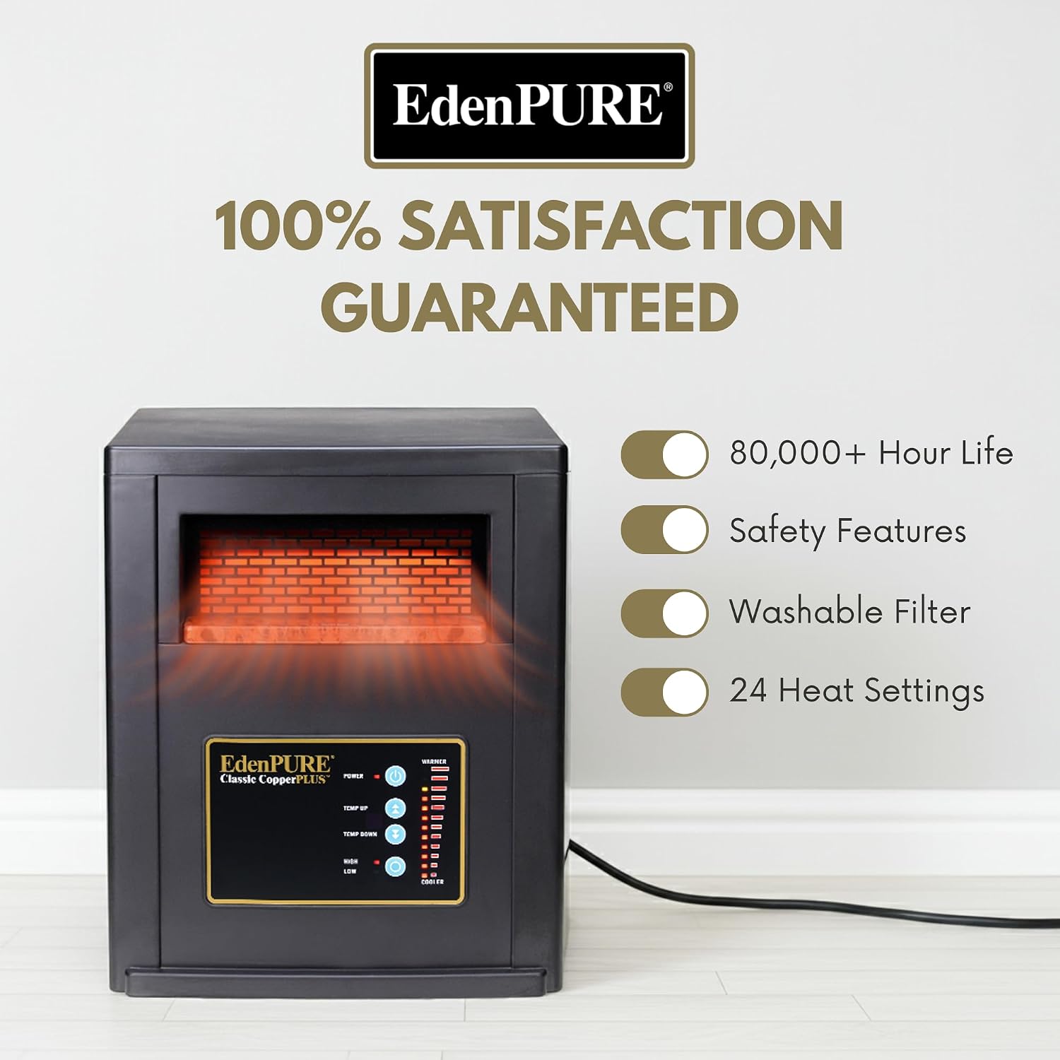 EdenPURE CopperPLUS Infrared Heaters for Indoor Use Portable 1000 Sq Ft