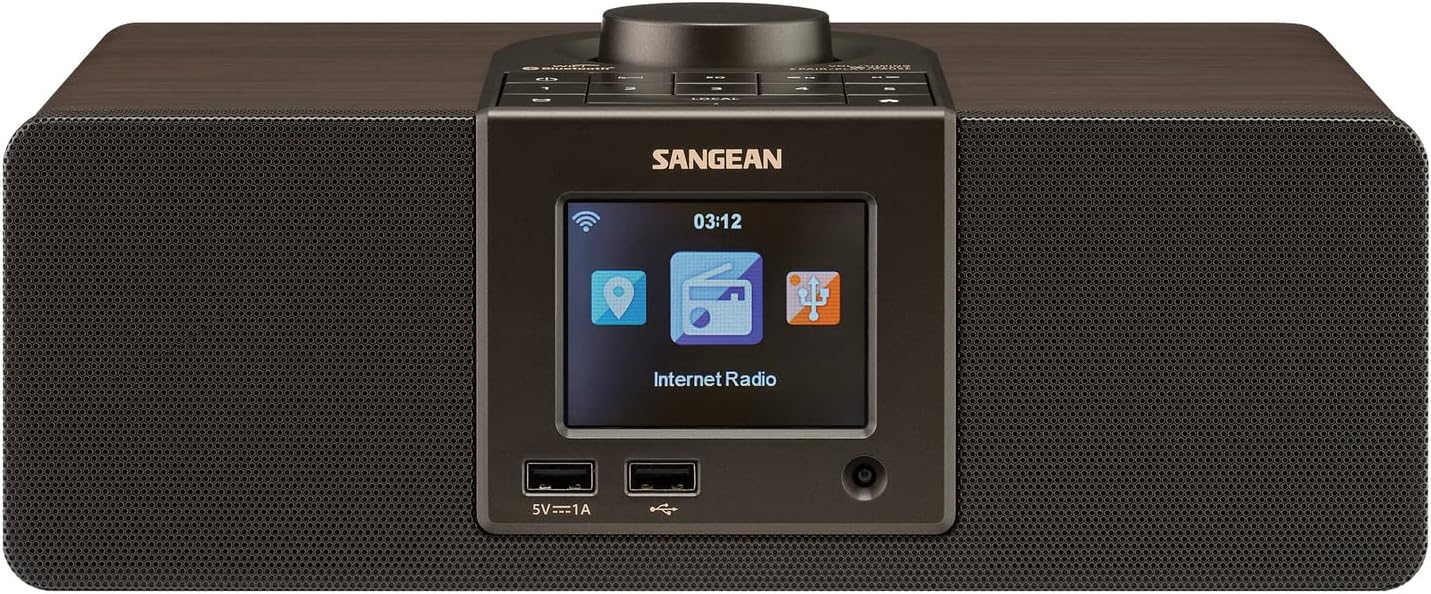 Sangean WFR-32 Internet Radio/AUX/Bluetooth/Smart Local Radio Preference Management/USB Playback and Phone Charging Digital Wooden Cabinet Radio