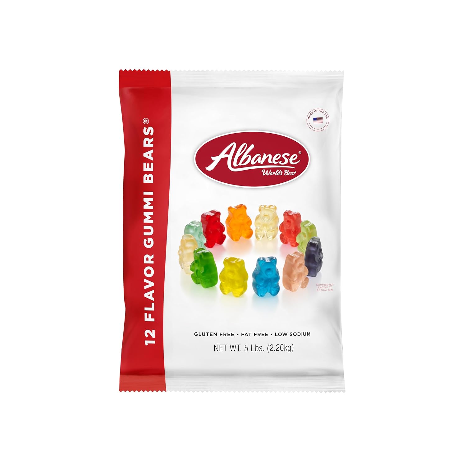 Albanese World's Best 12 Flavor Gummi Bears | 5lbs of Fruit Bulk Candy | Soft and Chewy Gummies, Gluten Free, Fat Free | Cherry, Blue Raspberry, Mango and More | Great Snack for Travel and Kids