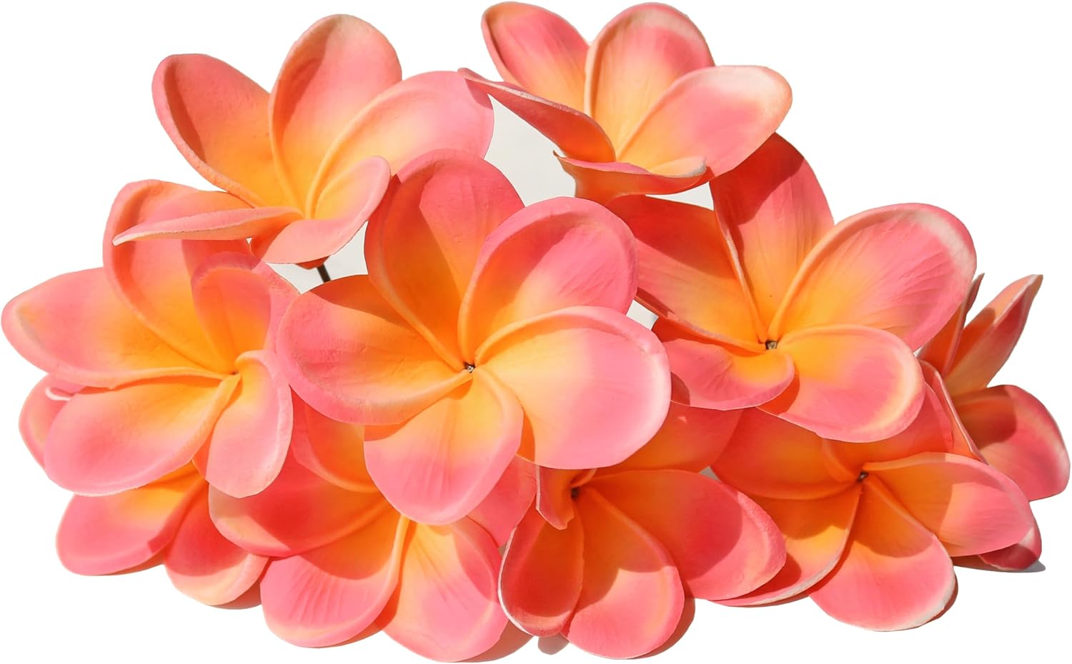 10PCS Artificial Plumeria Flowers with Stem, Apricot | Natural Real Touch,DIY Cake Decoration, Hawaiian Part, Luau Decor, Wedding Bouquets