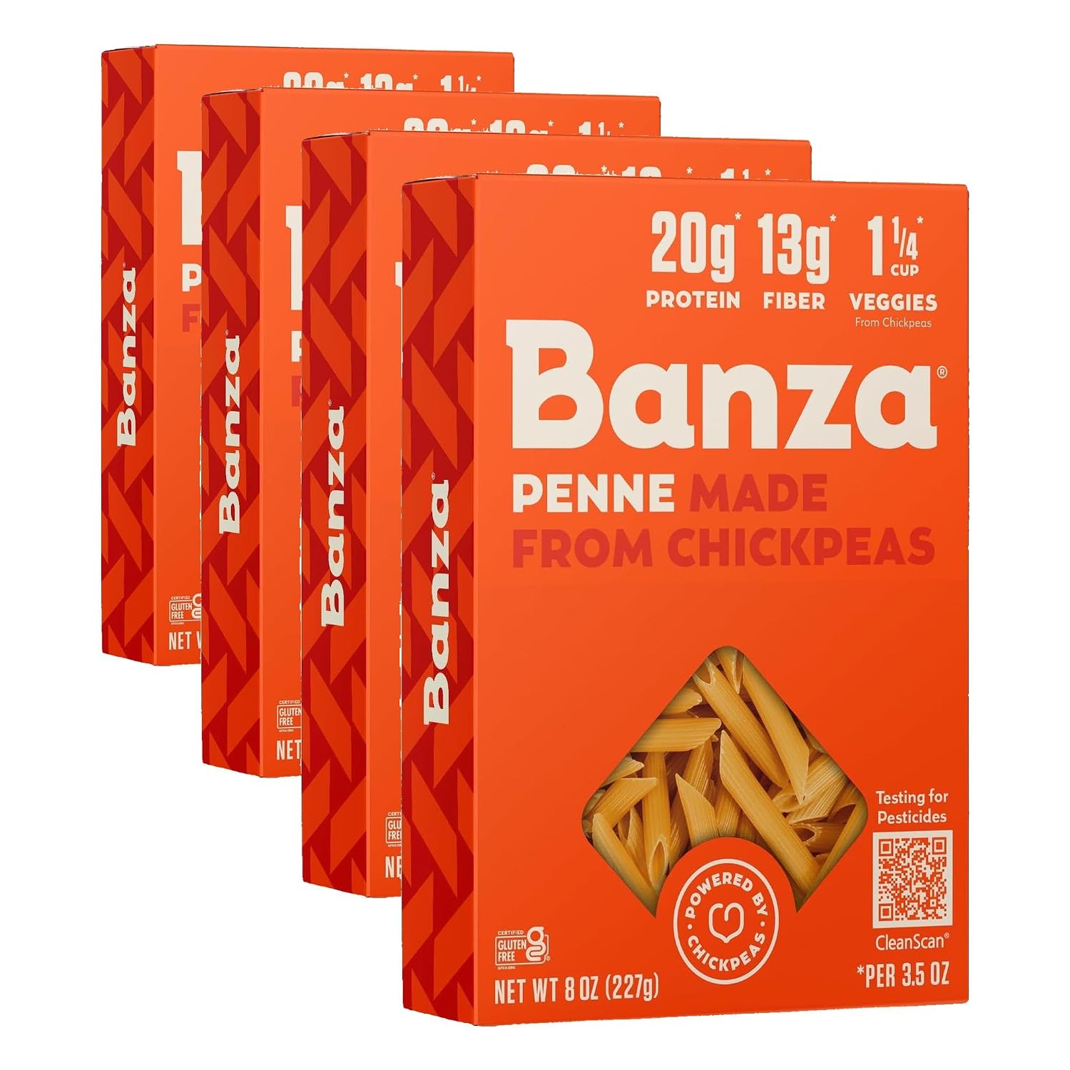 Banza Penne Pasta from Chickpeas - Gluten Free, High Protein, and Lower Carb Protein Penne Chickpea Pasta - 8oz