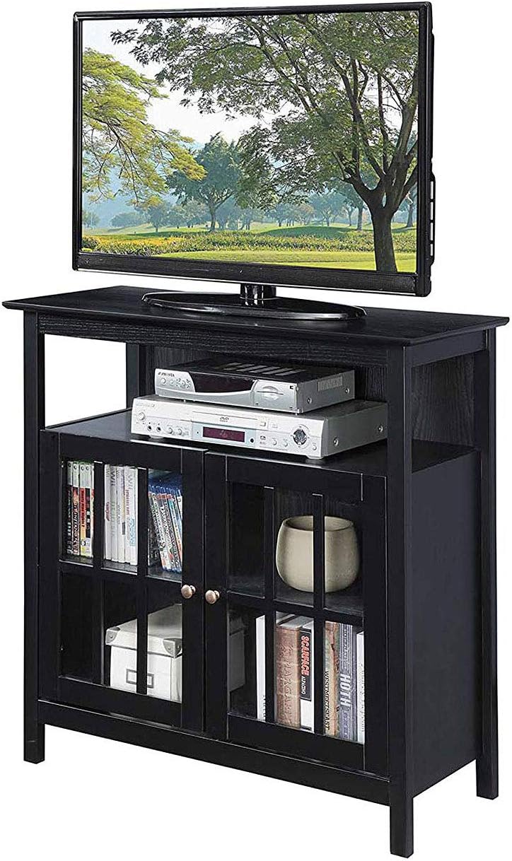 Convenience Concepts Big Sur Highboy TV Stand with Storage Cabinets and Shelves in White Finish
