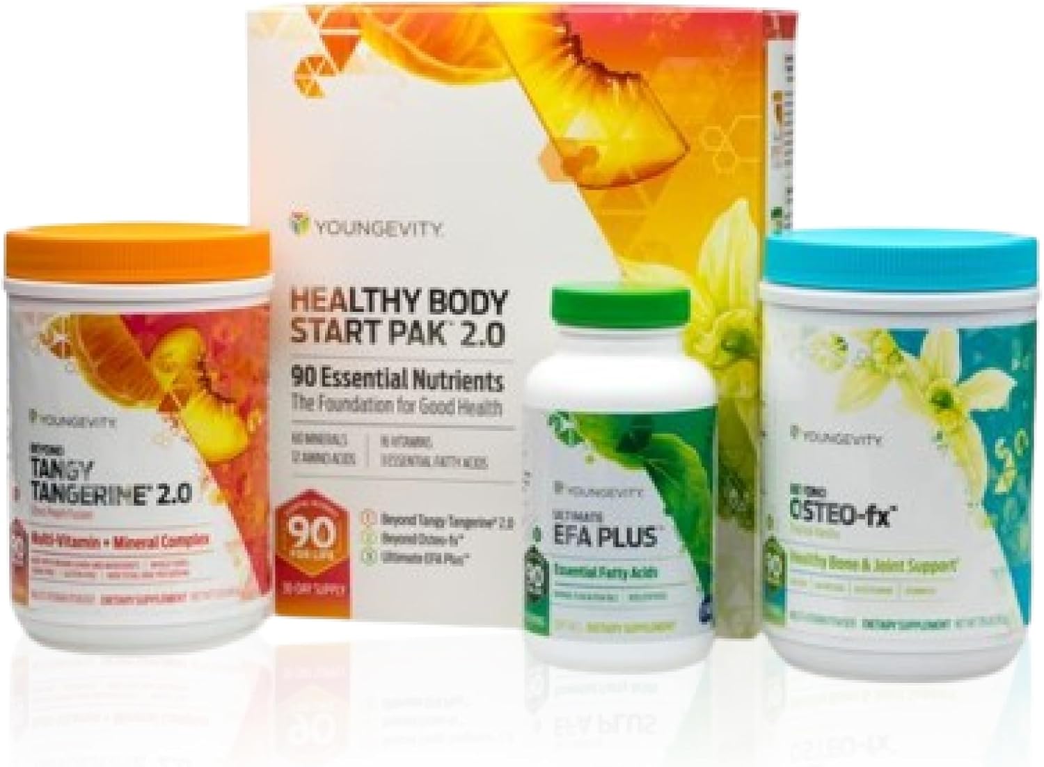 Youngevity Healthy Body Start Pak 2.0 Complete Nutrition System Bundle | Beyond Tangy Tangerine 2.0, Ultimate EFA Plus, Beyond Osteo-FX, vitamins