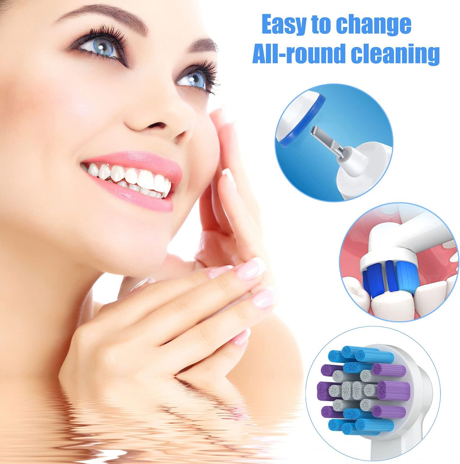 Replacement Toothbrush Heads for Oral-B, 4 Pack Replacement Heads Compatible with Oral B Braun Electric Toothbrush, 1 Count (Pack of 4)