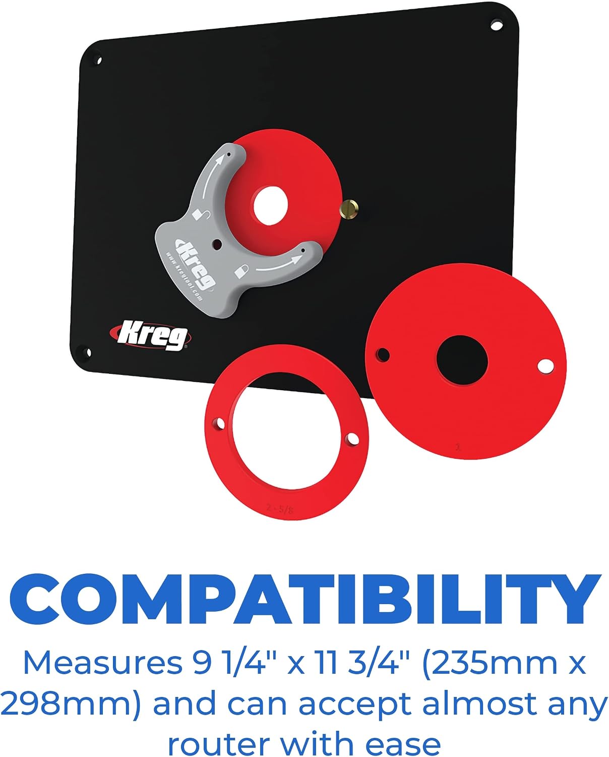 Kreg Precision Router Table Insert Plate - Undrilled Phenolic Router Plate for Custom Router Mounting - Level-Loc Rings - PRS4038