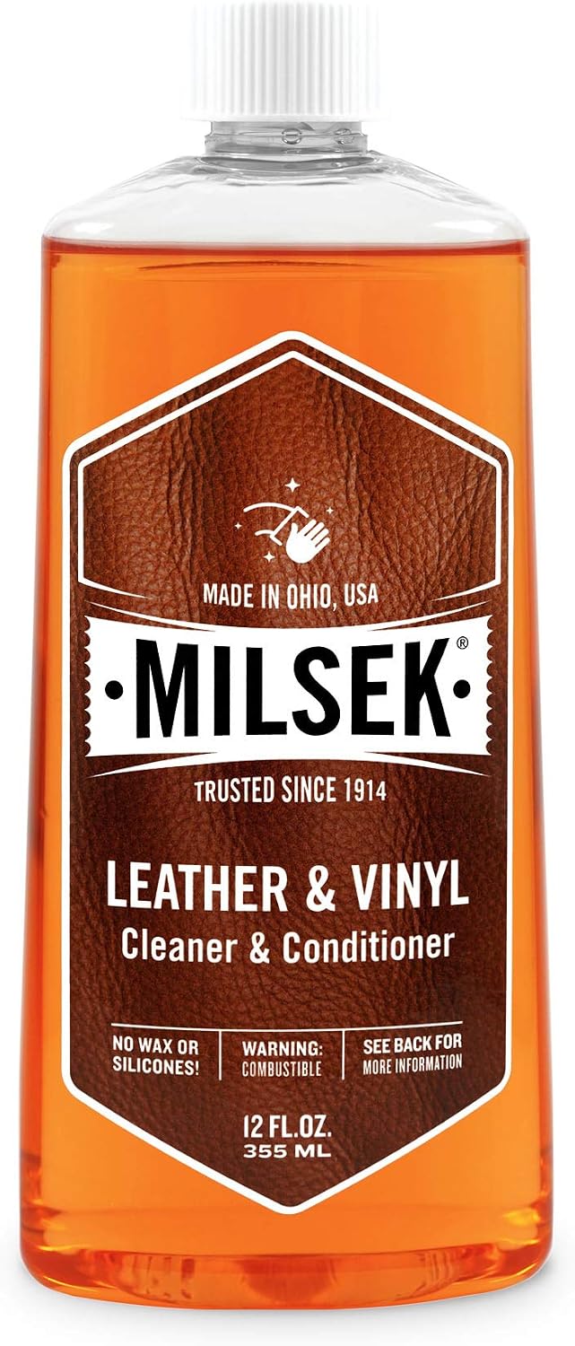 Milsek Leather & Vinyl Cleaner & Conditioner - Cleaning Supplies for Leather Home Furnitures, Couch, Automotive Interior, Shoes, Bags - 12 Fl Oz (Pack of 1) | Cleans, conditions, and helps protect leather and vinyl surfaces for long-lasting appearance an…