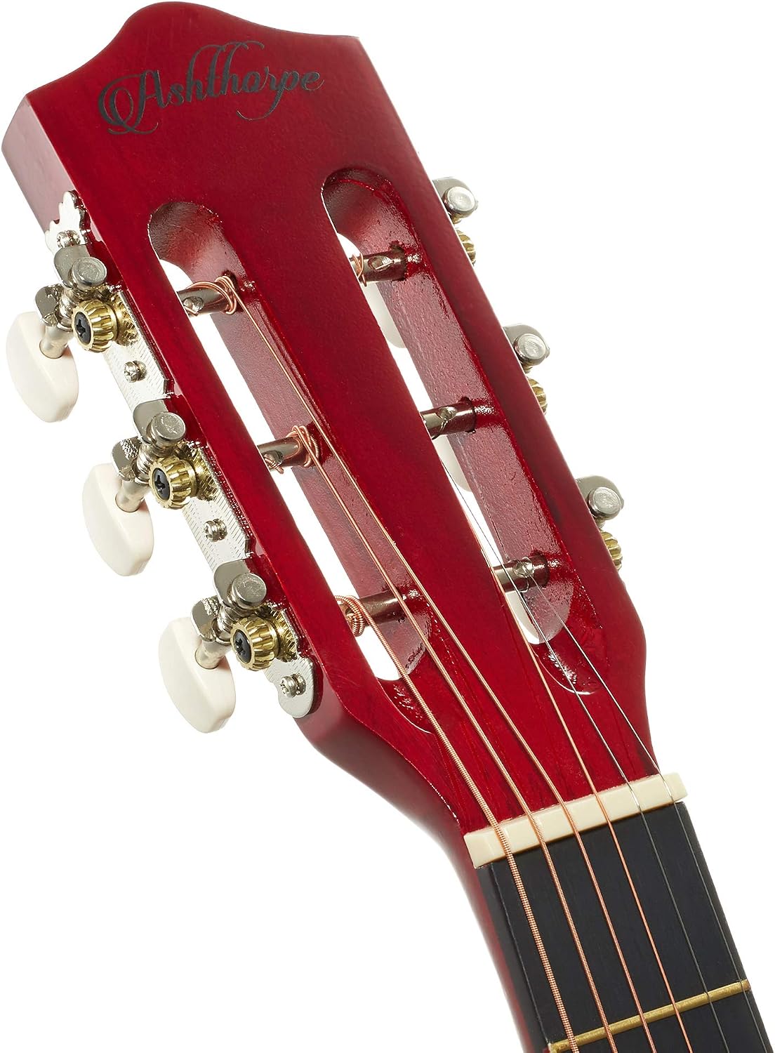 Ashthorpe 38-inch Beginner Acoustic Guitar (Red), Starter Kit with Gig Bag, Extra Strings, Strap, Picks, and Lessons