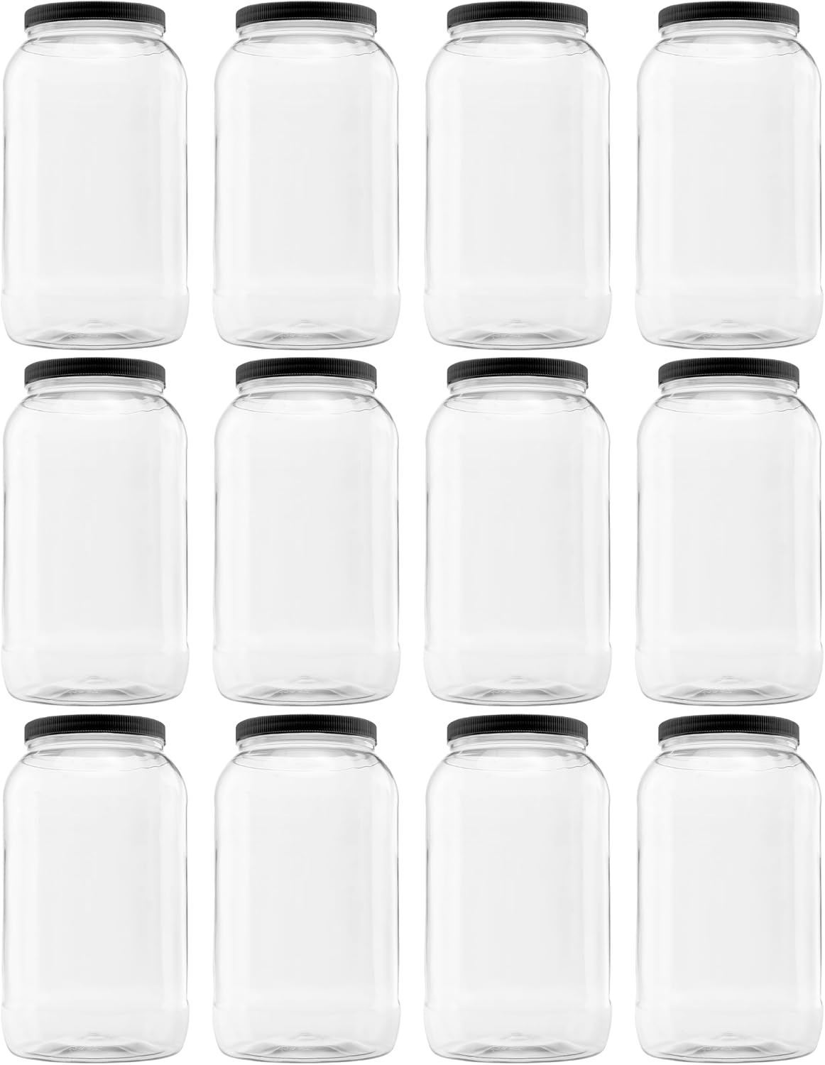 1 Pack - 128 oz (1 Gallon) Plastic Storage Jars with 110-400 Leak Proof Black Lids, Food Grade, BPA Free, Hand Wash Only (128oz, BLK, 1PK)