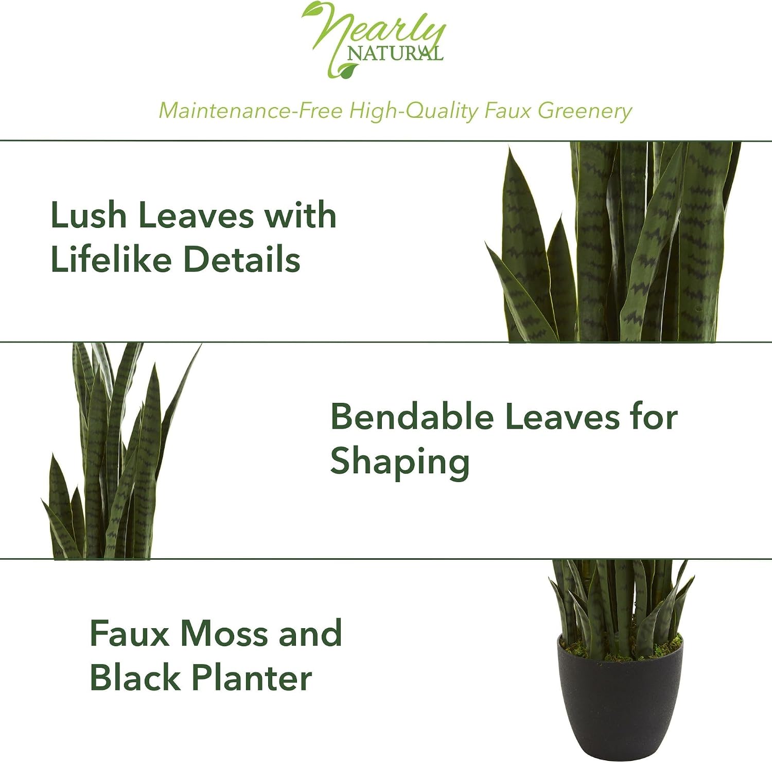 Nearly Natural 48 in Artificial Sansevieria Snake Plant with Pot