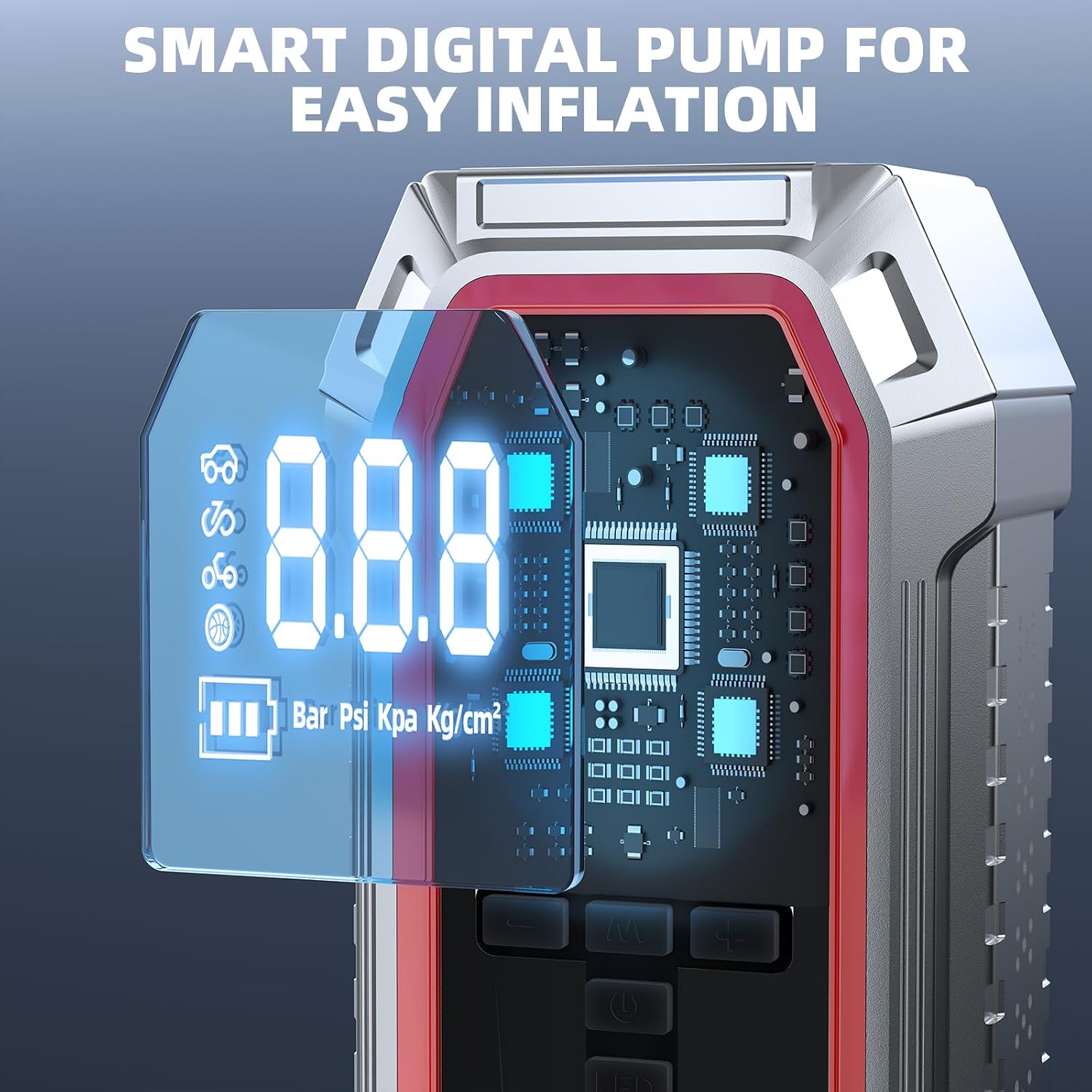 Jump Starter with Air Compressor, 5000A Peak Car Battery Jump Starter(9.0 Gas/8.0L Diesel)