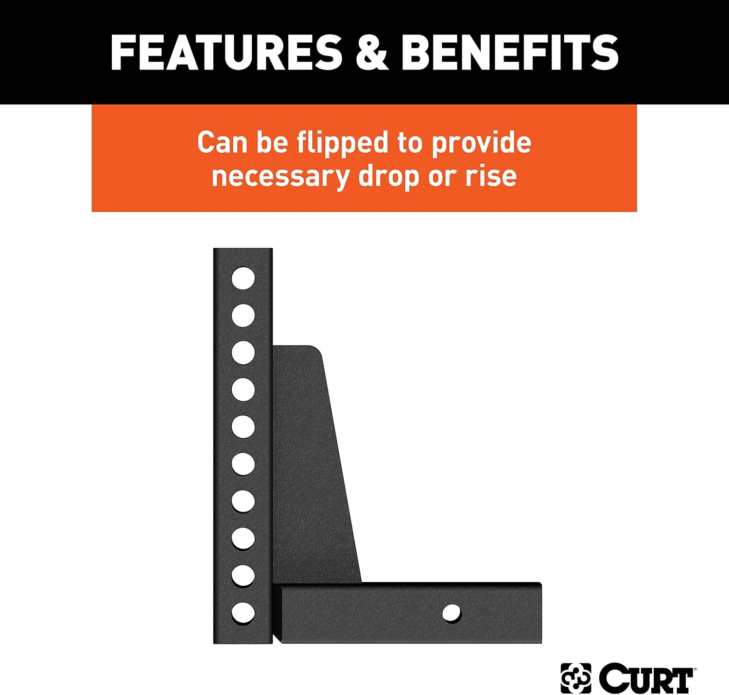 Curt Manufacturing 17123 Adj Hitch Bar 9 in X 7 in with 10 1/2 in Rise