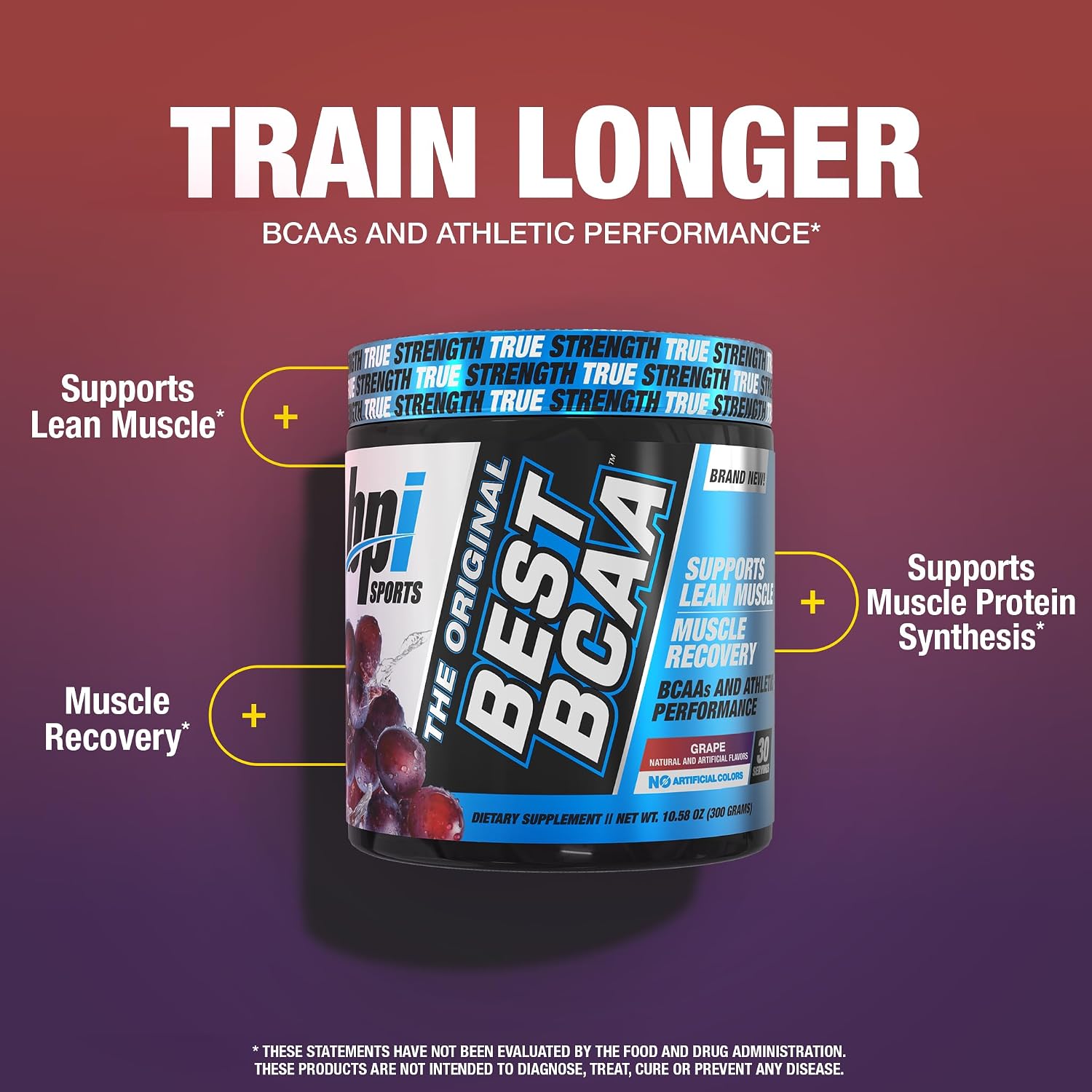 BPI Sports Best BCAA Powder – Muscle Recovery Support, Grape, 30 Servings