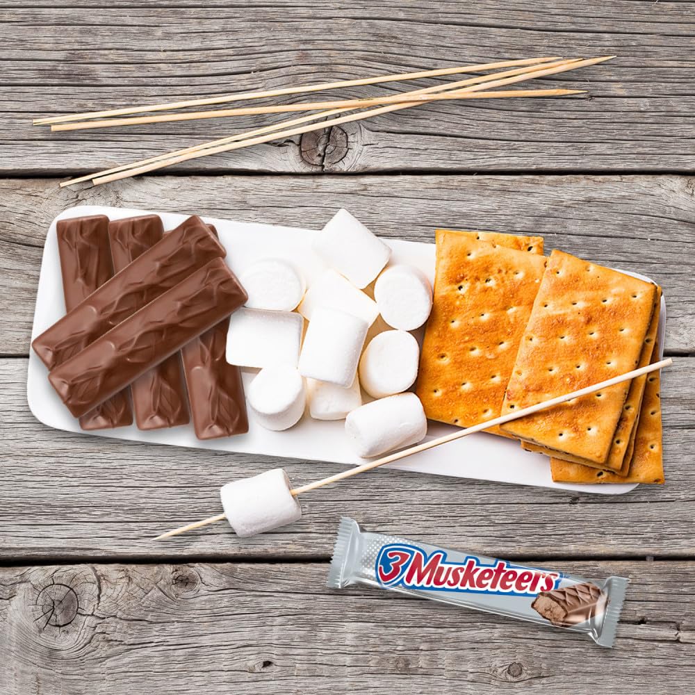 3 MUSKETEERS Milk Chocolate Candy Bars, Full Size, Bulk Candy Box, 36 ct | Light whipped chocolate nougat in full size bars, for sharing, party favors and lunch boxes, gift bag, snack box