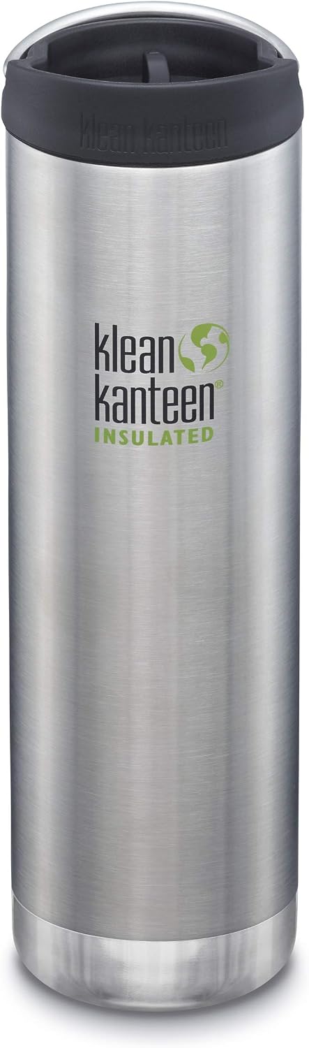 Klean Kanteen TK Wide Kanteens Vacuum Insulated 2019 (20oz (591ml), Brushed Stainless (Cafe Cap))