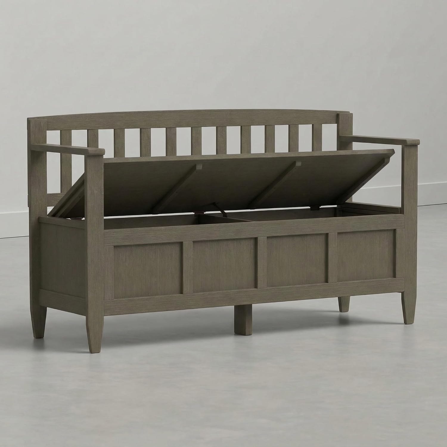 SIMPLIHOME Connaught 30" Wide Solid Wood Storage Bench in Chestnut Brown | Contemporary entryway bench with lift-up lid and hidden storage; mudroom, hallway, foyer, or shoe bench.