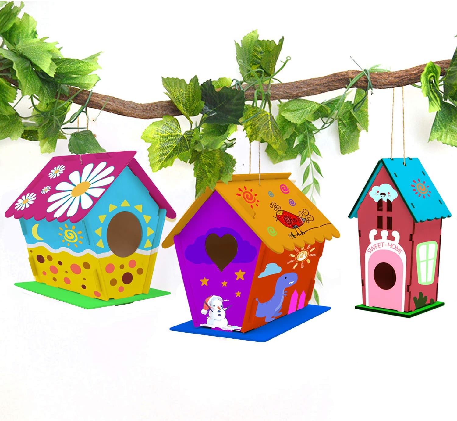 hapray 4 Pack Bird House Craft Kit, DIY Birdhouse for Kids to Build & Paint