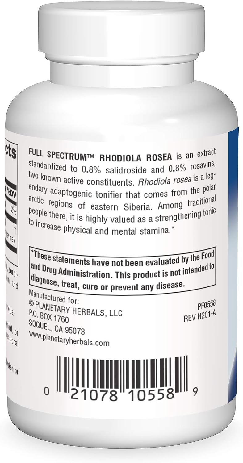 Planetary Herbals Rhodiola Rosea Extract Full Spectrum 327mg, Adaptogen for Physical & Mental Stamina