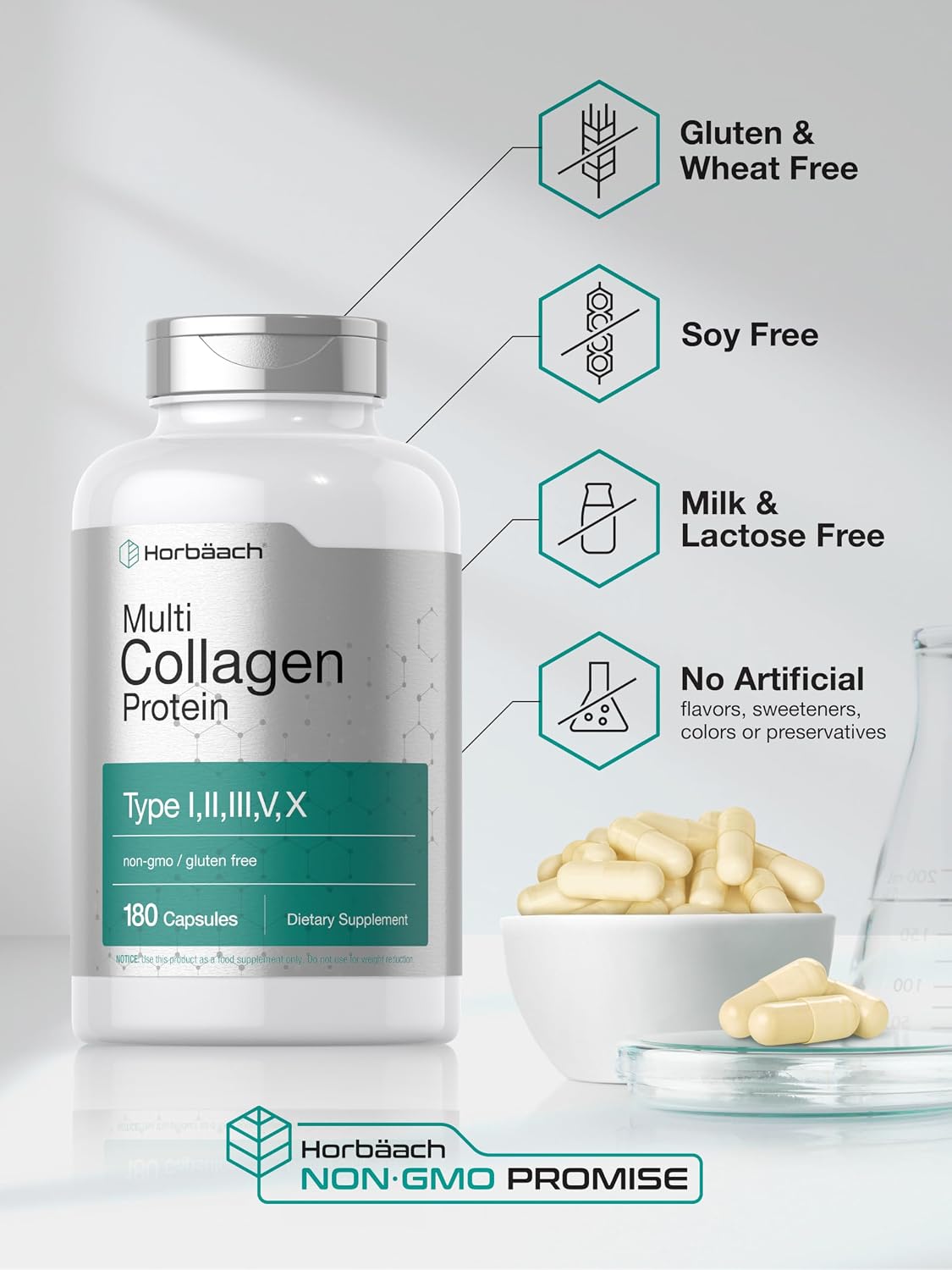 Horbäach Multi Collagen Protein 2000 mg | 180 Capsules