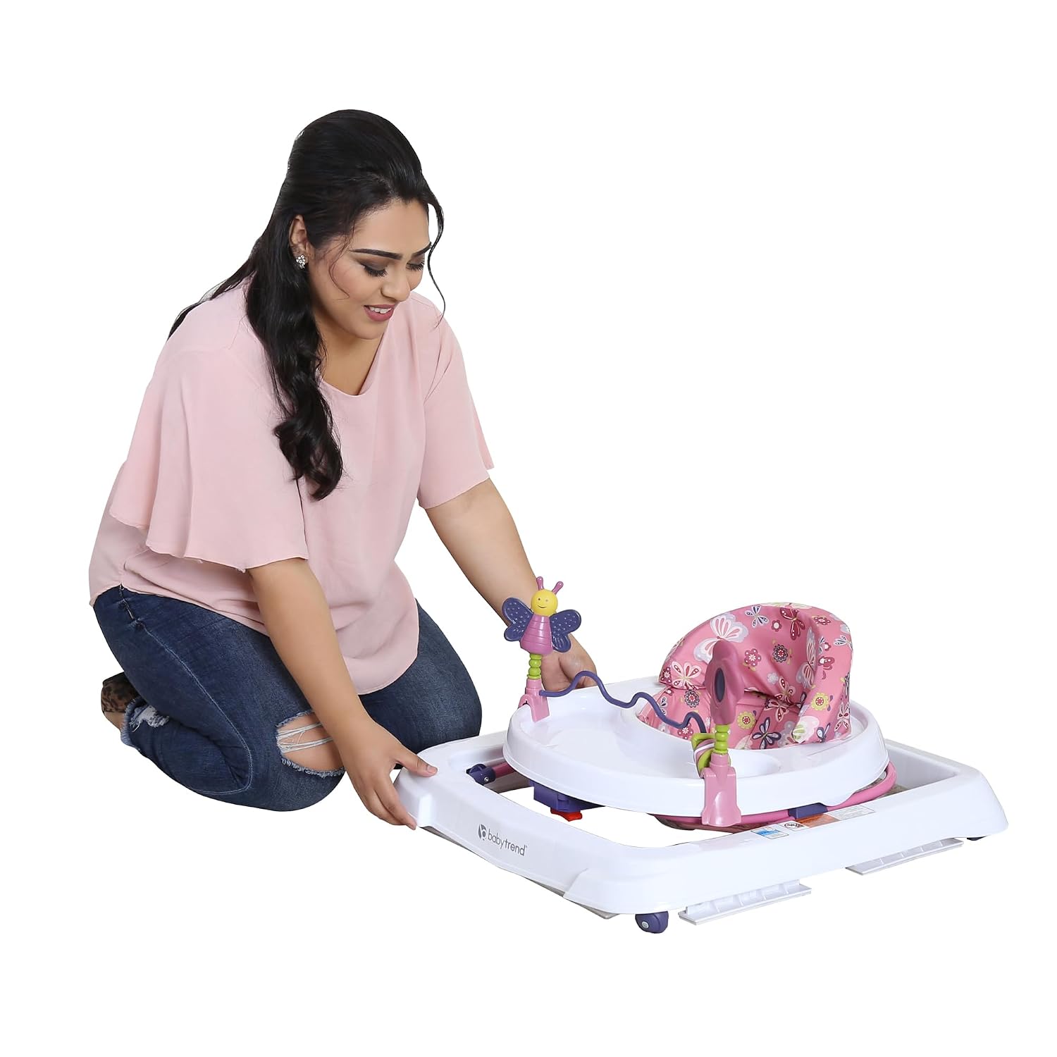Smart Steps Trend Activity Walker with Removeable Toy Bar, Multi-Directional Front Wheels, Tray, Adjustable Height and Flat Fold Frame for Storage, Ages 6 Months +, Emily Pink