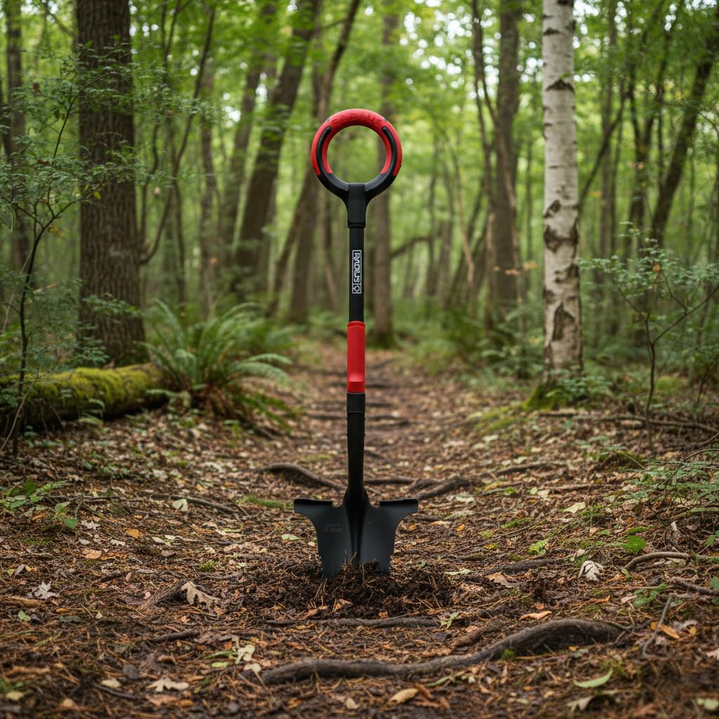 Root Slayer 22011 Garden Shovel, Serrated Blade, Red